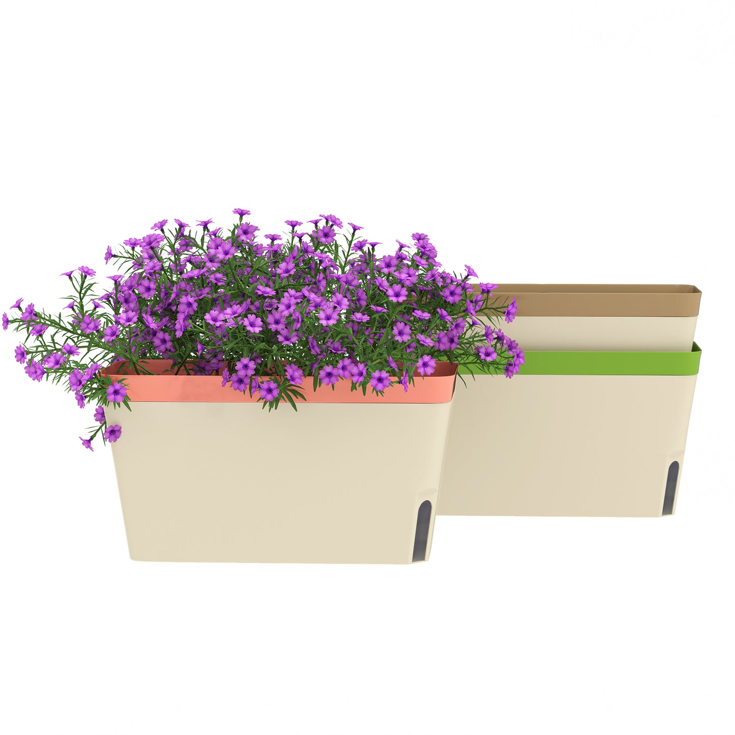 Outsunny Set of 3 Self-Watering 27cm Planters, Plastic Pots with Water Level Window for Garden & Balcony