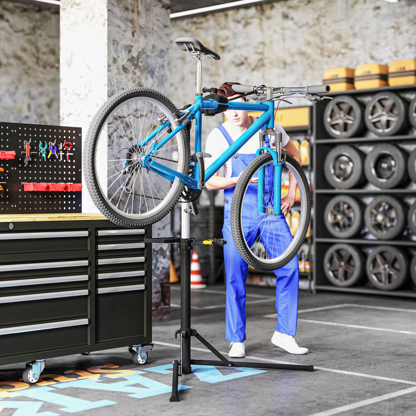 HOMCOM Bike Repair Stand, Heavy Duty, 40kg Max Load, Adjustable Height, Foldable & 360° Rotatable