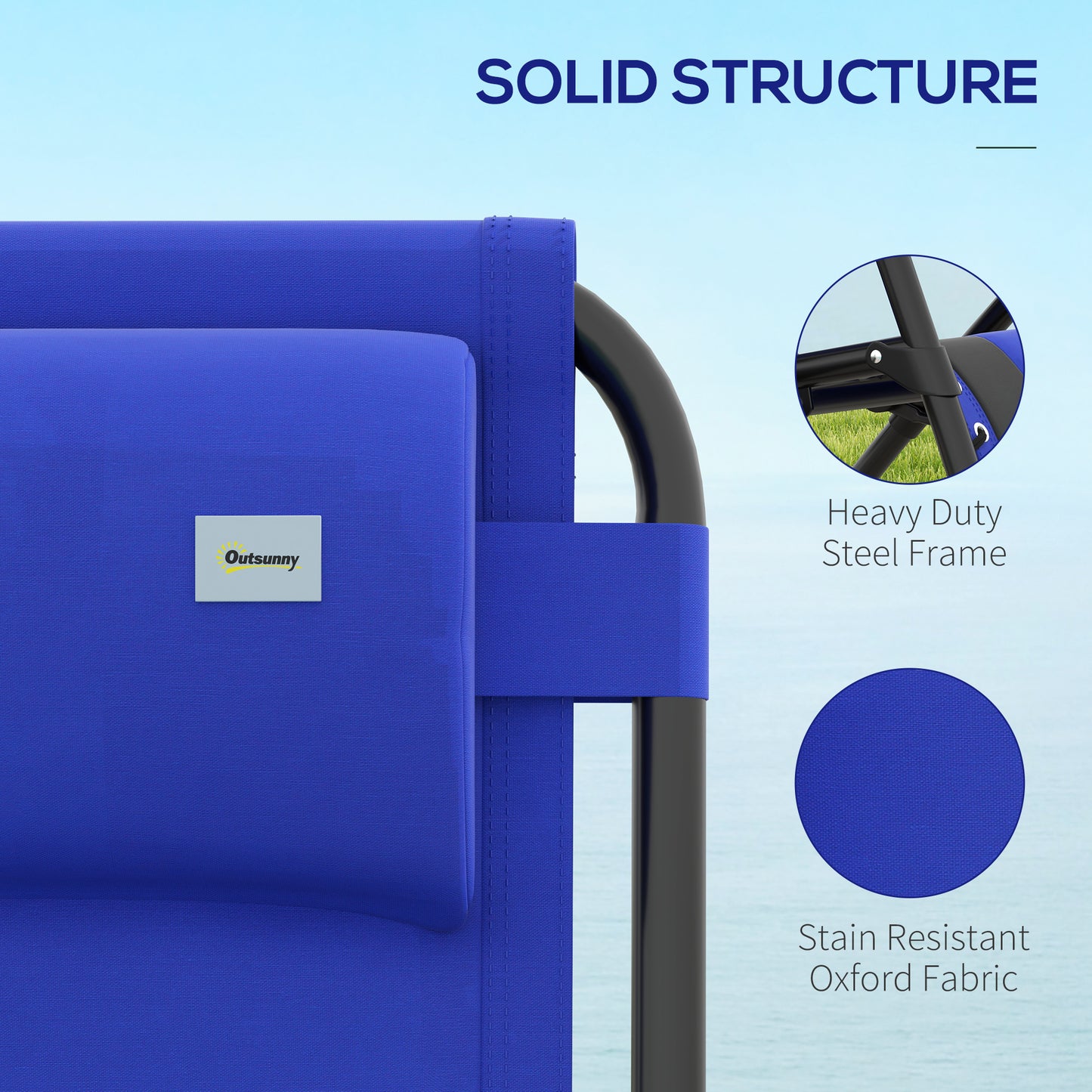 Outsunny Zero Gravity Lounger Chair, Folding Recliner with Padded Seat, Cup Holder, Cushion & Headrest for Poolside/Camping, Blue