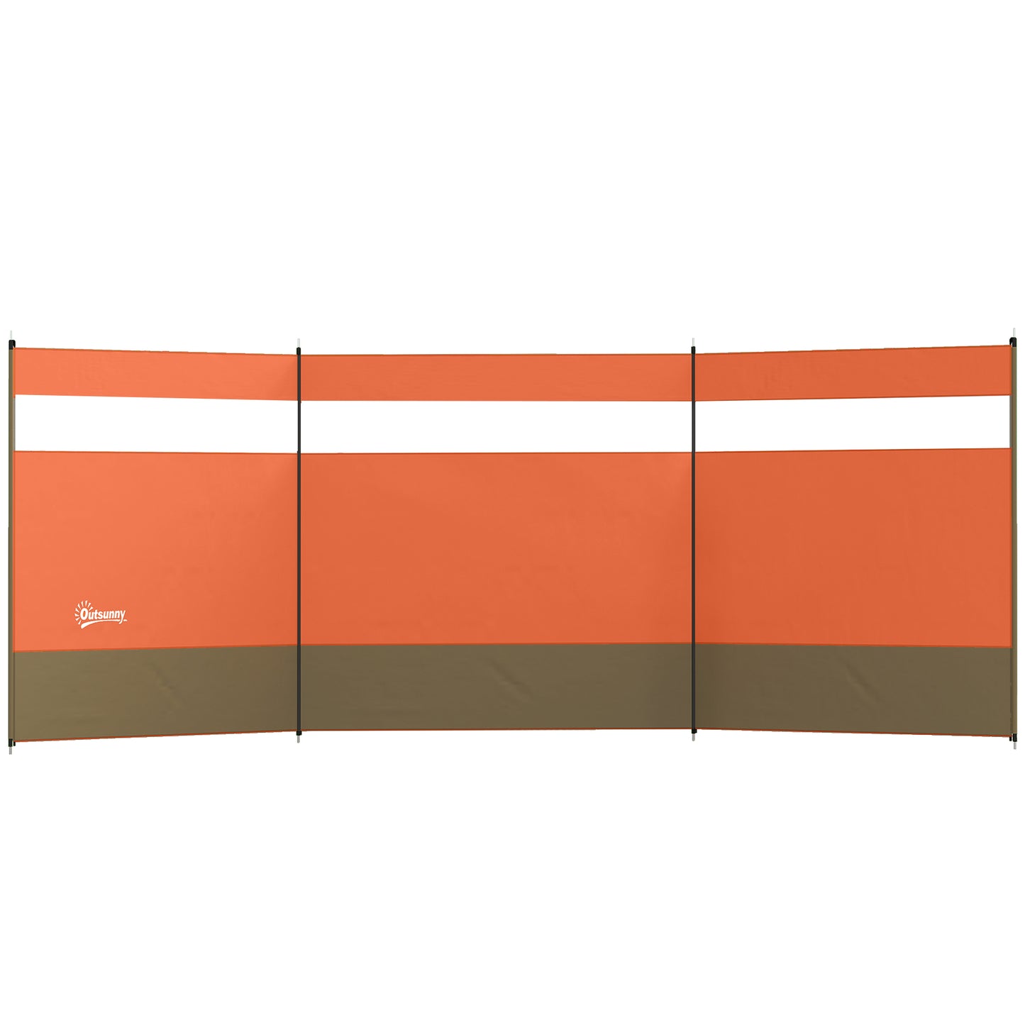 Outsunny Camping Windbreaker with Clear Windows, Carry Bag and Steel Poles, for Beach Caravan Campervan, 440 x 140cm, Orange