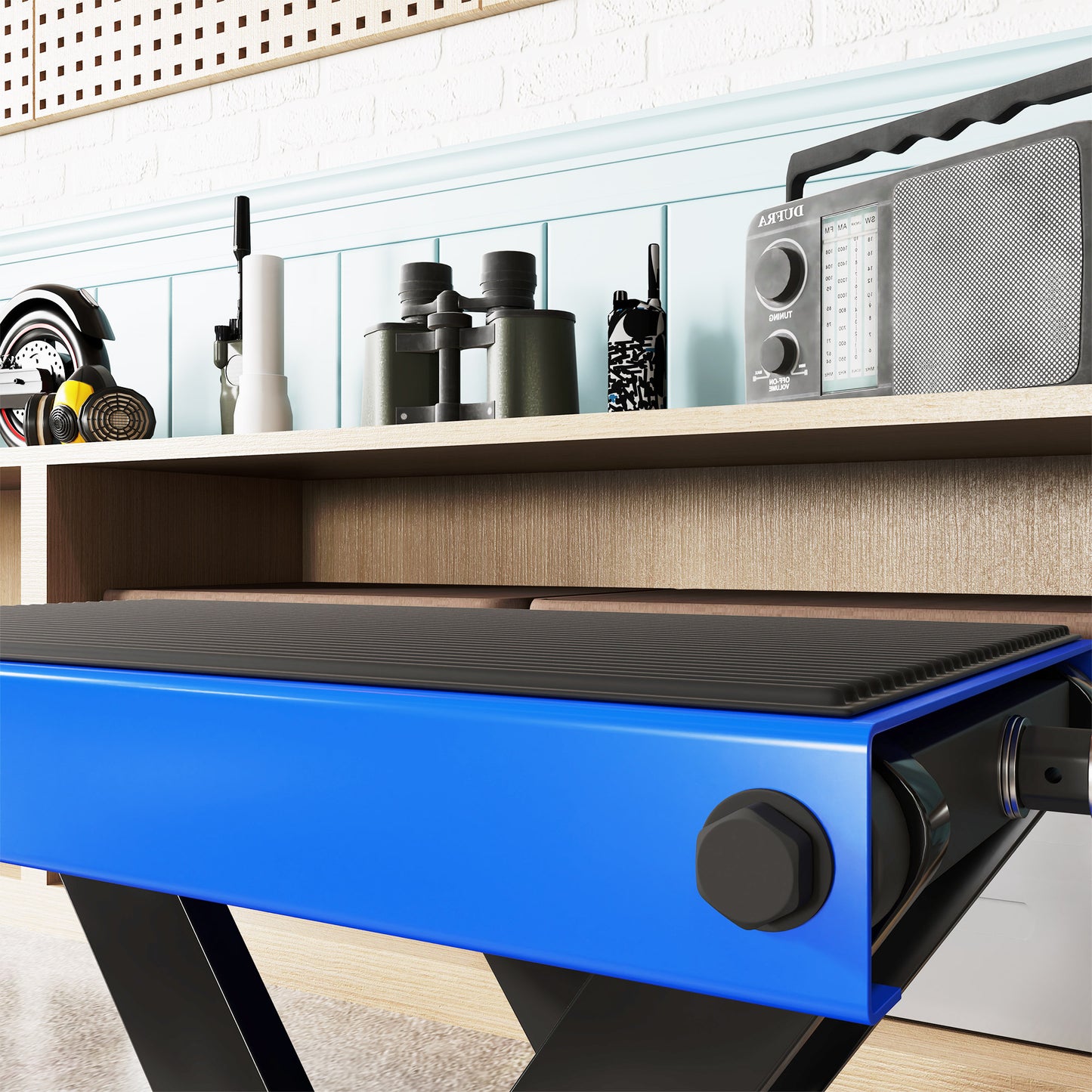 DURHAND Motorcycle Scissor Lift Jack, Anti-Slip Deck, Steel Repair Stand, Blue