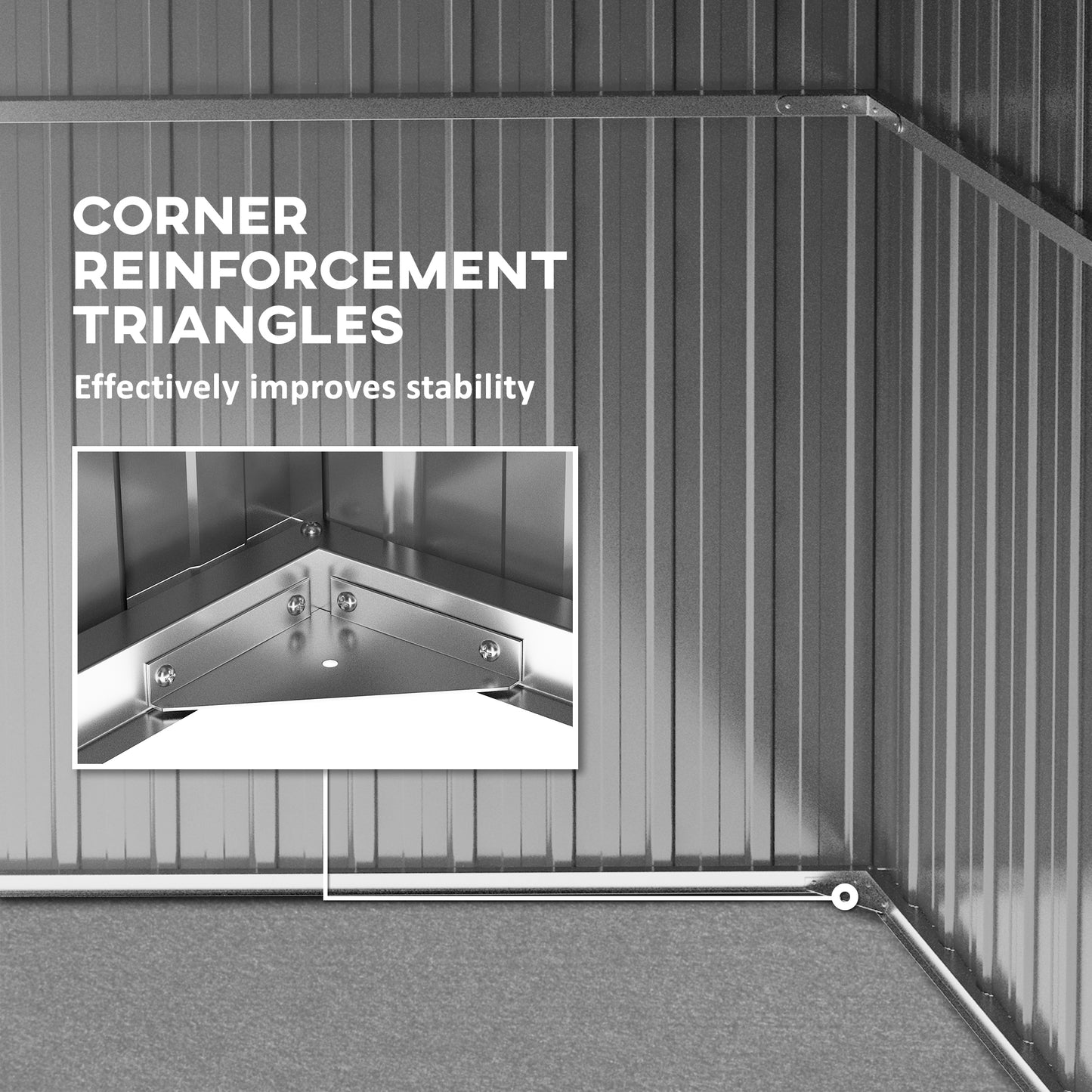 Outsunny 11x5.6ft Galvanised Steel Garden Shed with Lockable Doors and Gloves for Outdoor Patio, Garden Storage, Grey