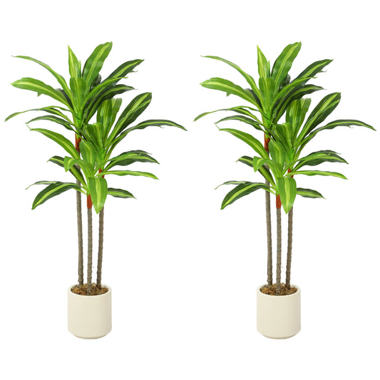 HOMCOM 90cm Lifelike Fake Tree, Artificial Dracaena Tree with Bendable Trunks, Green