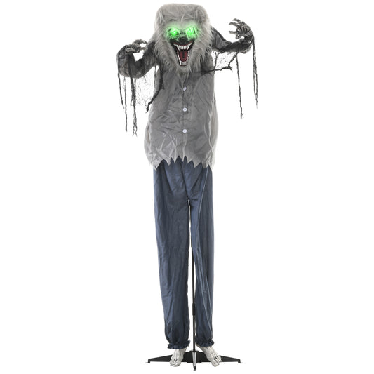 HOMCOM 210cm Skeleton Werewolf Halloween Animatronic with Sound, Lights, and Effects