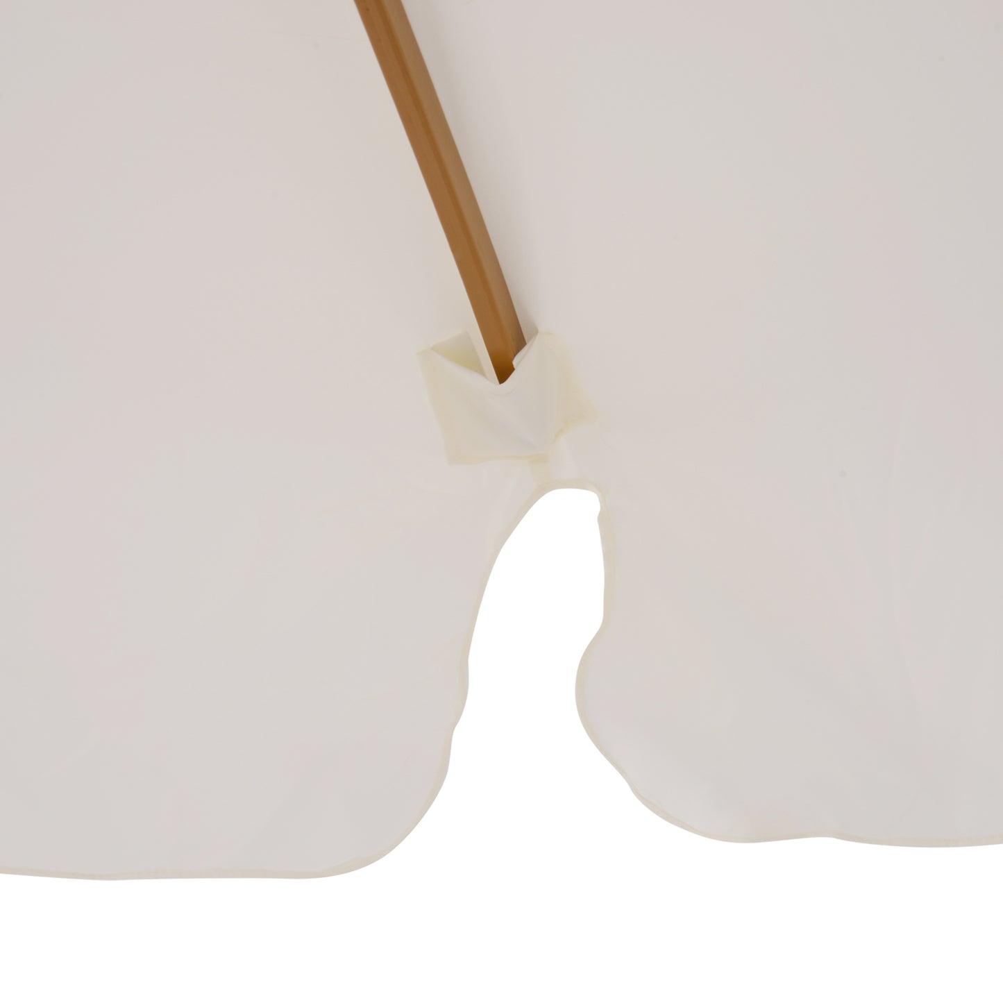 Outsunny 3.3(m) Garden Parasol Umbrella, Outdoor Sun Shade Canopy with 8 Bamboo Ribs, Ruffles and Wood Pole, Cream White