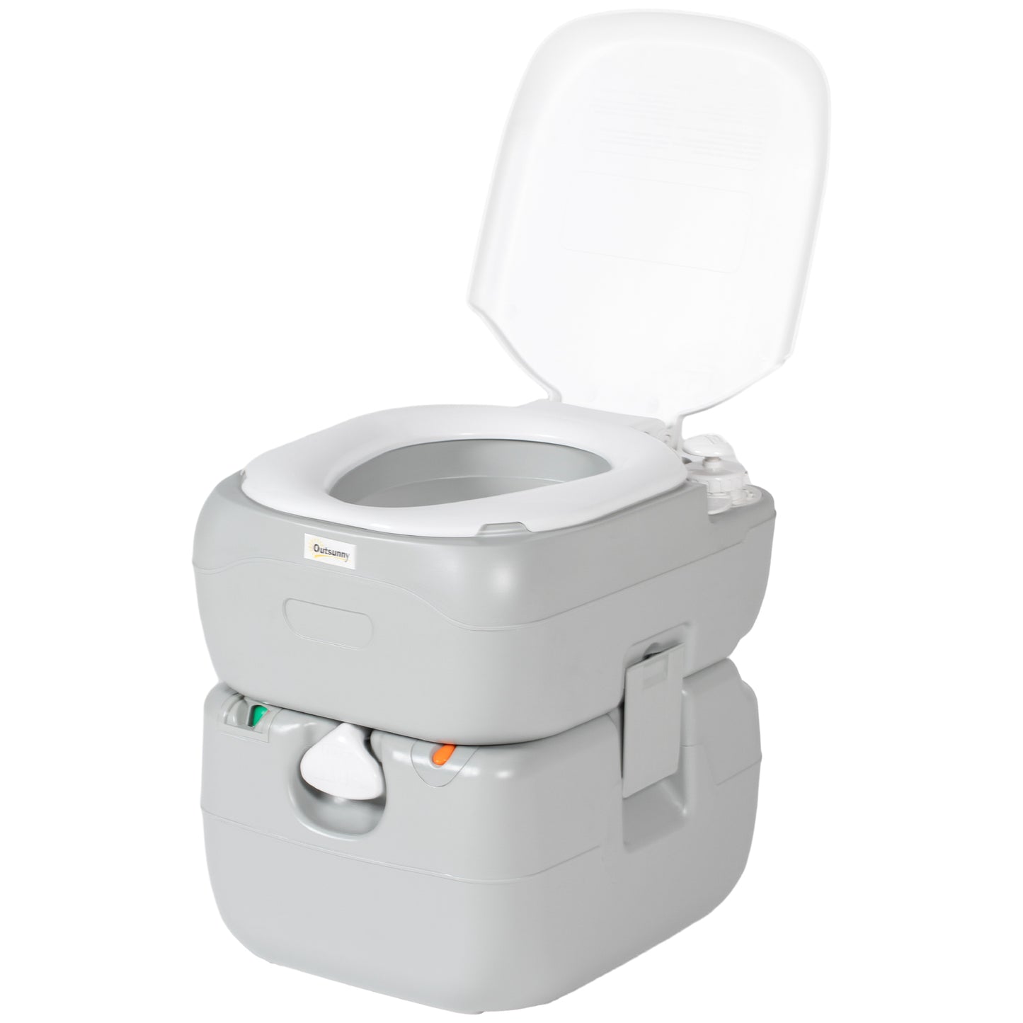 Outsunny Portable Toilet for Adults, 22L Camping Toilet with Seat, Lid, Anti-Leak Pump, Detachable Tanks for Travel, Camping, RV, Grey