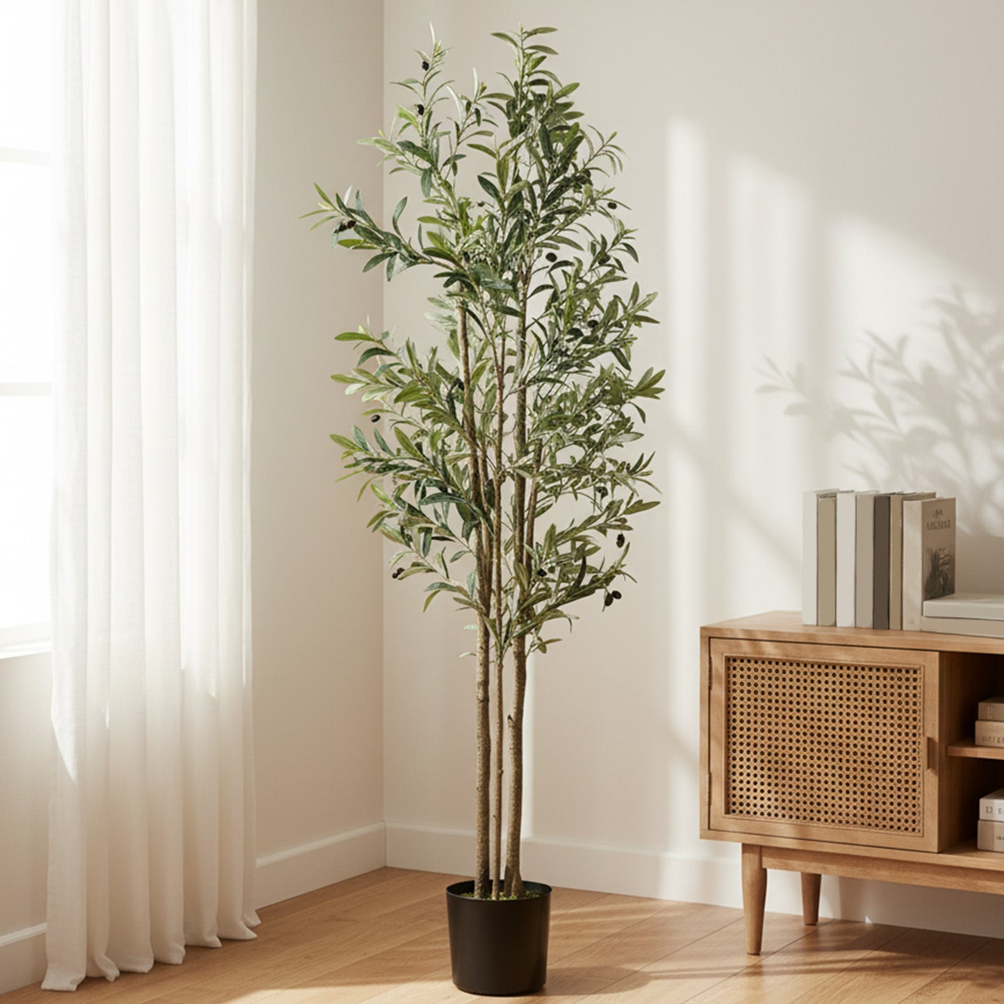 HOMCOM 175 cm Artificial Olive Tree, Tall Faux Plant with 787 Leaves & Adjustable Branches,