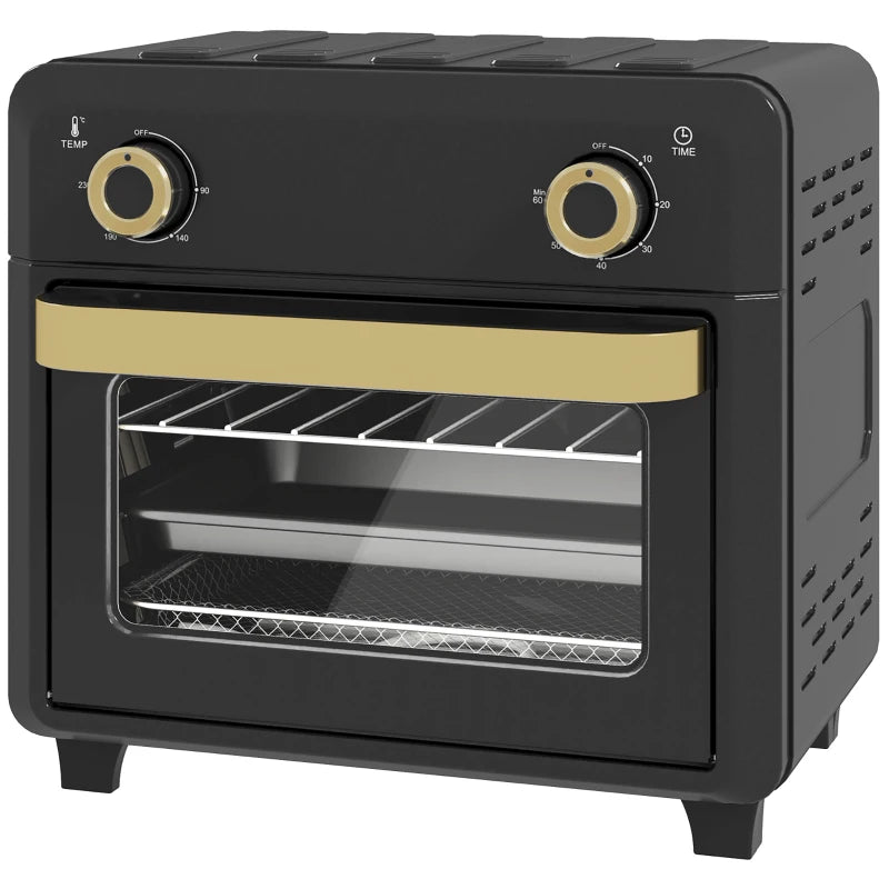 HOMCOM 10L Air Fryer Oven, Mini Oven, Oil Free Cooking, Grill, Roast, Bake, with Adjustable Temperature, Timer, Touch Screen, Dishwasher Safe, 1000W, Black