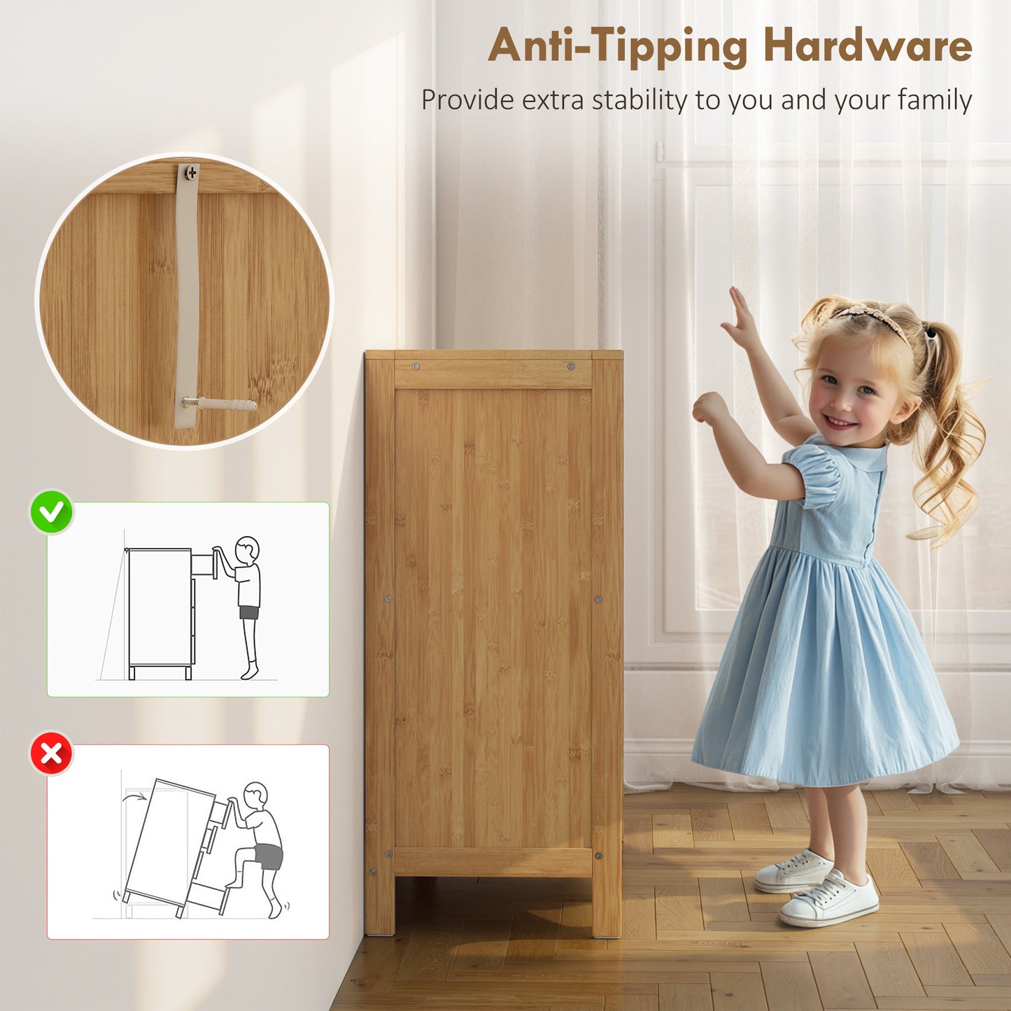 HOMCOM Bamboo Shoe Cabinet with 2 Sliding Slat Doors, 16Pairs, Adjustable Shelves, Natural