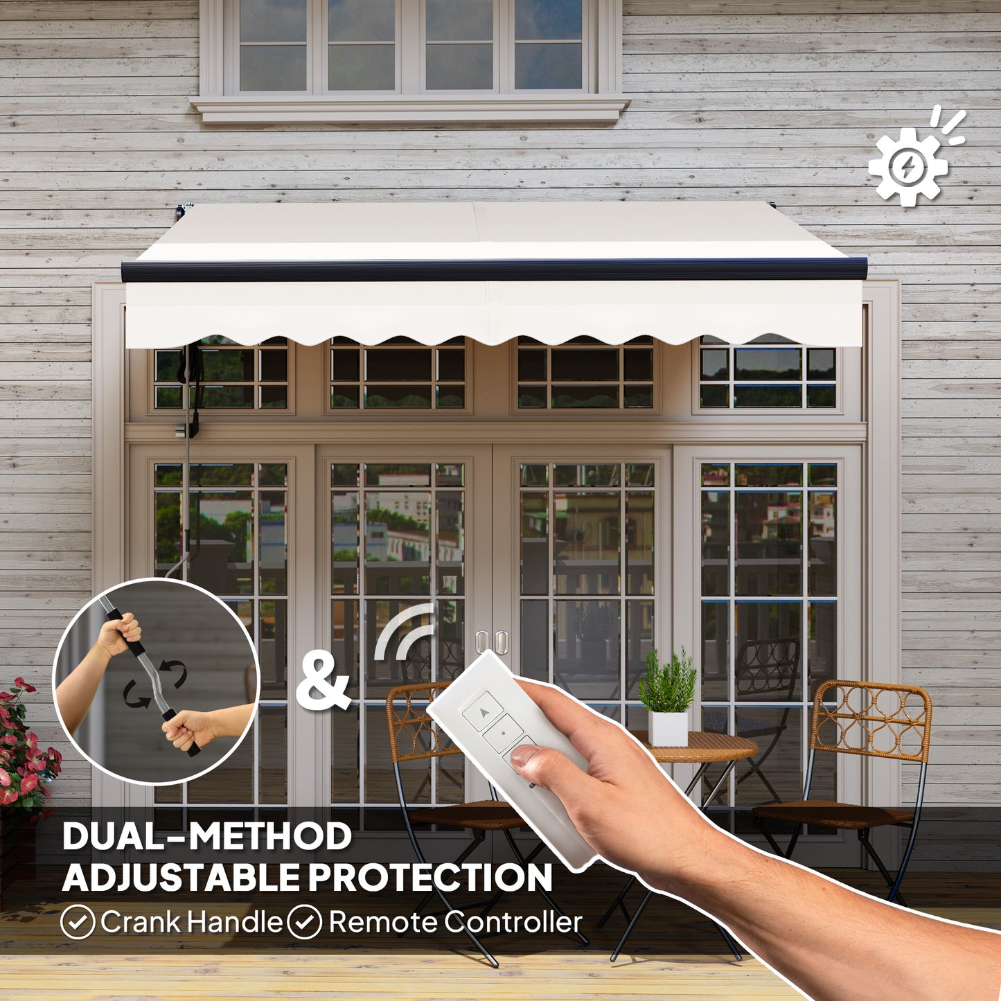 Outsunny Electric Awning, 2.5x2m Retractable Canopy with Remote, Aluminum Frame, UV30+ for Garden/Patio/Window, Beige