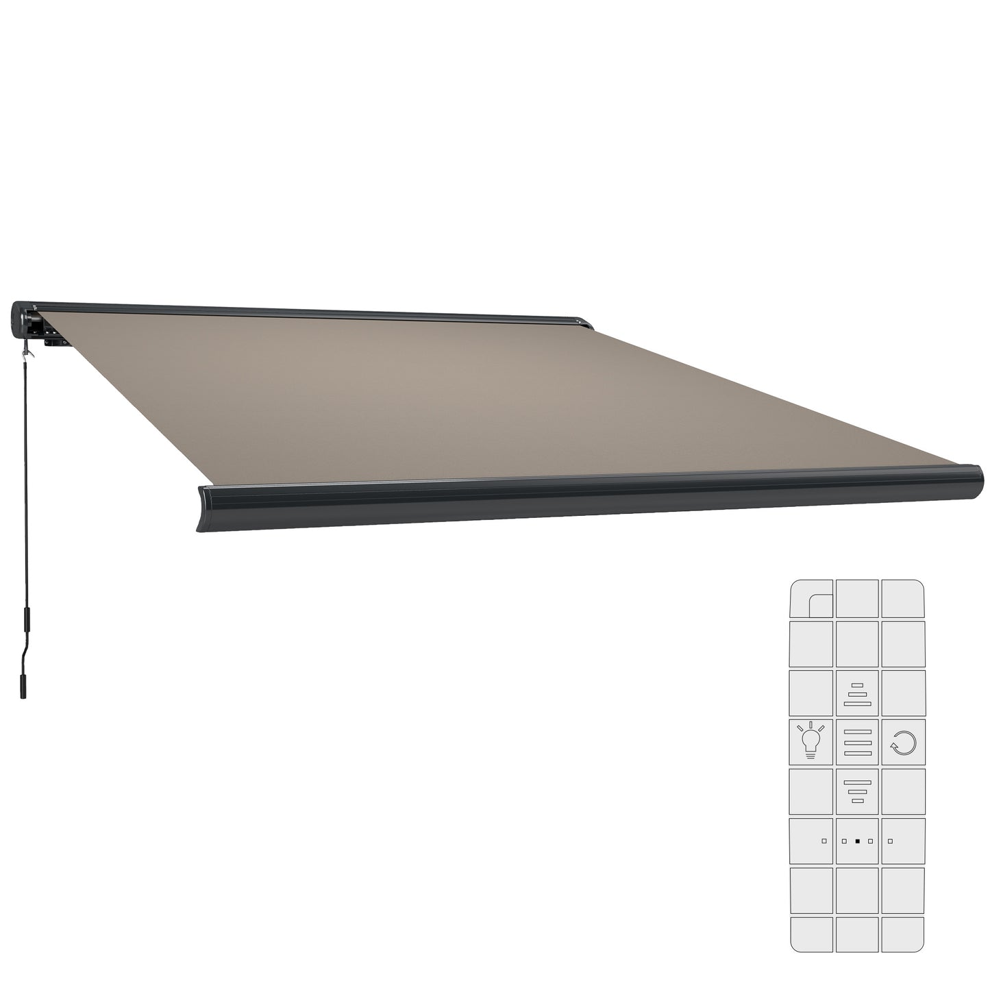 Outsunny Electric Awning, 3.5 x 3 m, Aluminum Frame, Remote Controlled, UV50+ Sun Shade Canopy for Patio, Garden, Door, Window, Light Grey