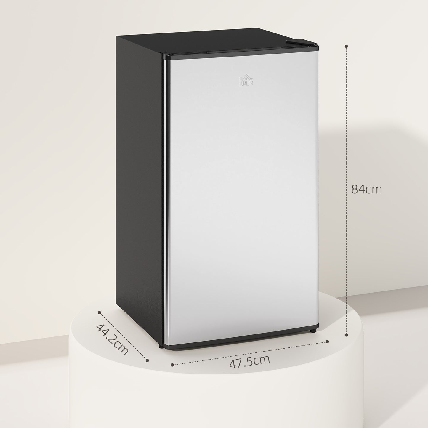 HOMCOM 91 Litre Freestanding Under Counter Fridge Freezer, Small Fridge with Chiller Box, Adjustable Thermostat, 47.5cm Wide, Silver Tone