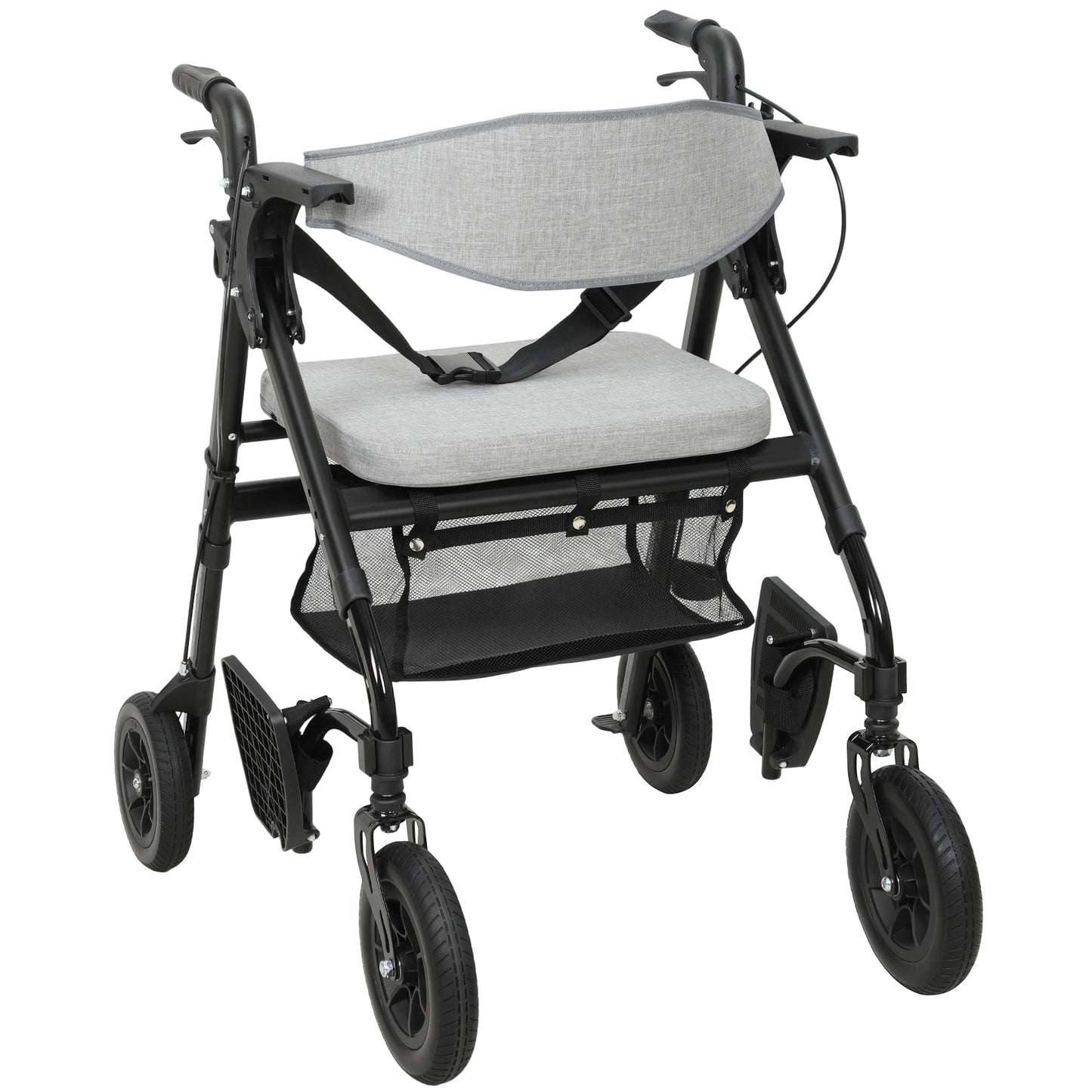 HOMCOM Rollator Walker Wheelchair, with Seat - Grey