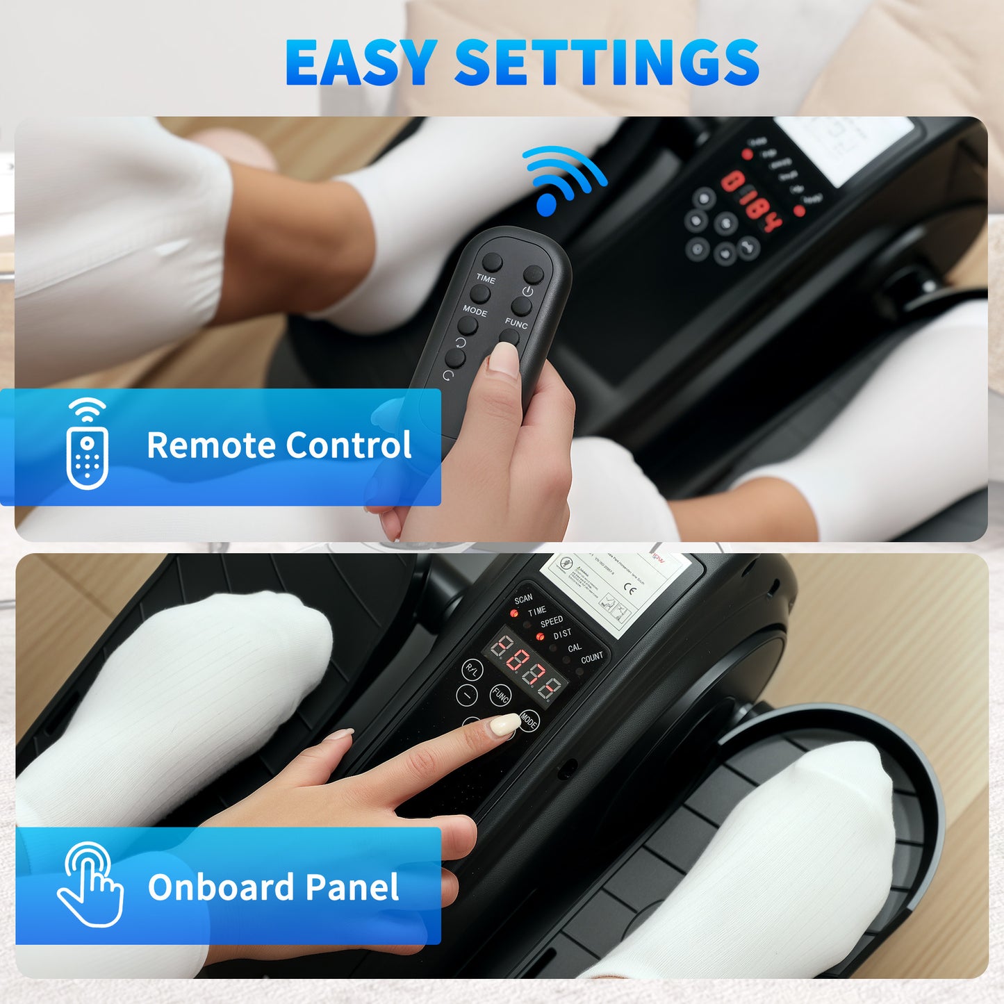 SPORTNOW Under Desk Elliptical Machine, Seated Pedal Exerciser with LCD Monitor, Remote Control, 10 Speeds, Quiet & Portable for Seniors, Black