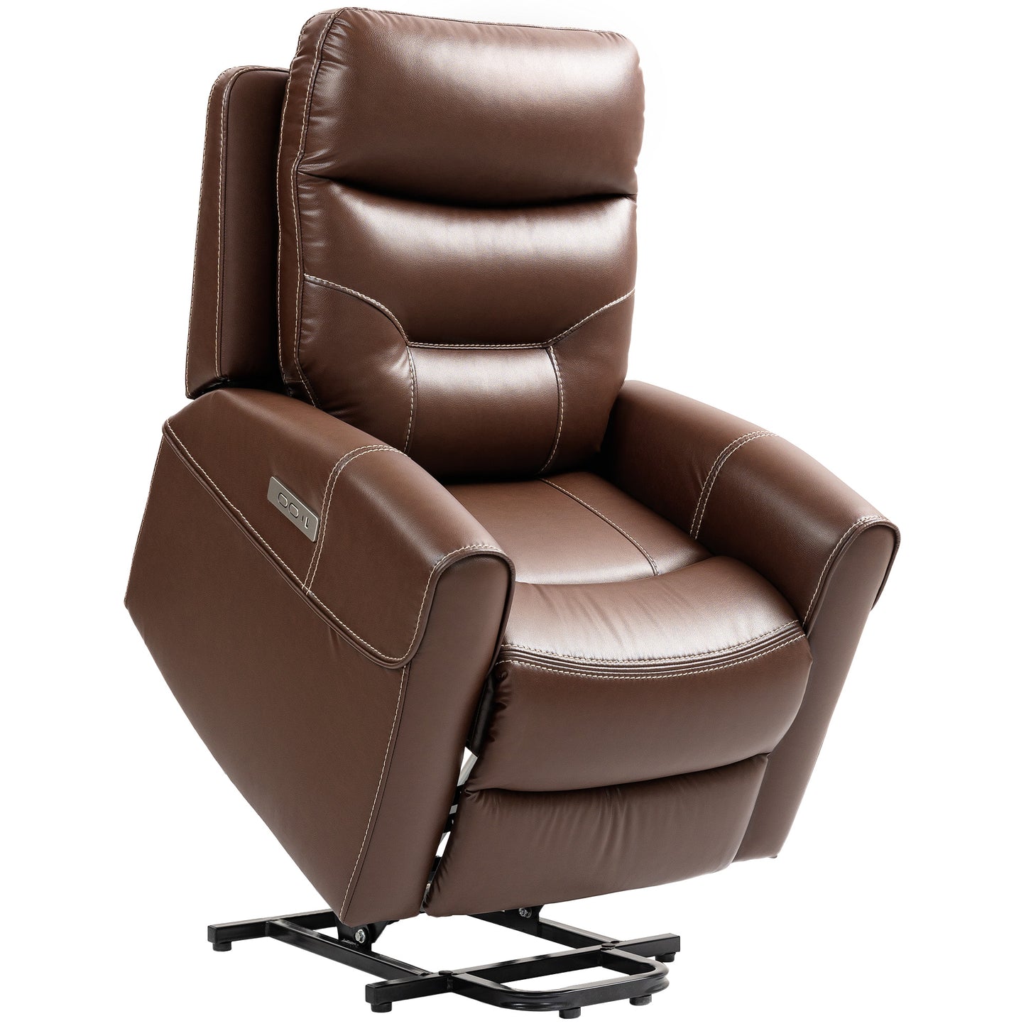 HOMCOM Power Lift Recliner Chair, Faux Leather, USB A+C Ports, Remote Control, Recliner Armchair for Elderly, Living Room, Brown