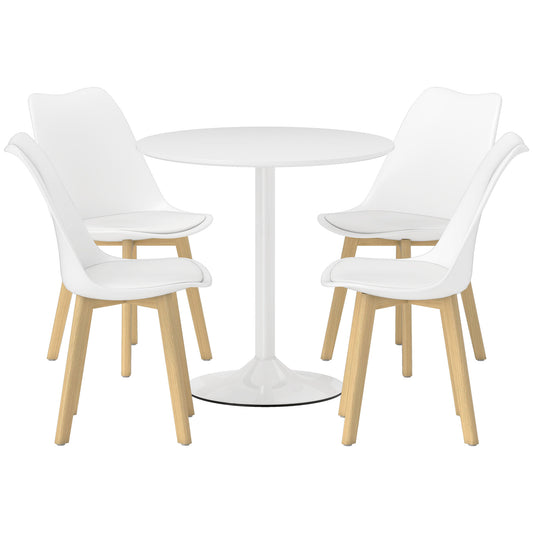 HOMCOM Five-Piece Modern Dining Set - WhiteLight