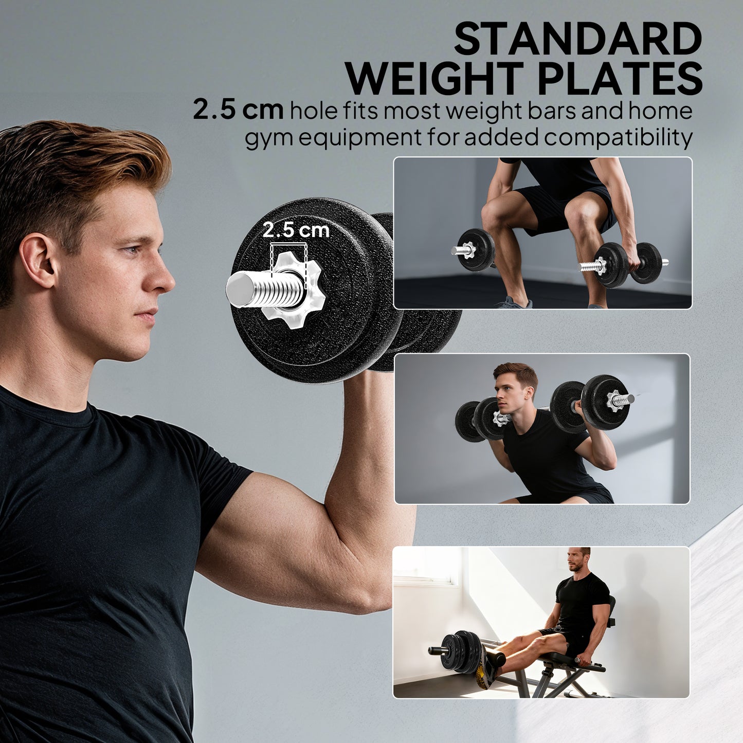 SPORTNOW 2-in-1 Adjustable Dumbbells Set, 20kg Weights with Non-Slip Grip for Strength Training, Home Gym Workout Equipment, Black