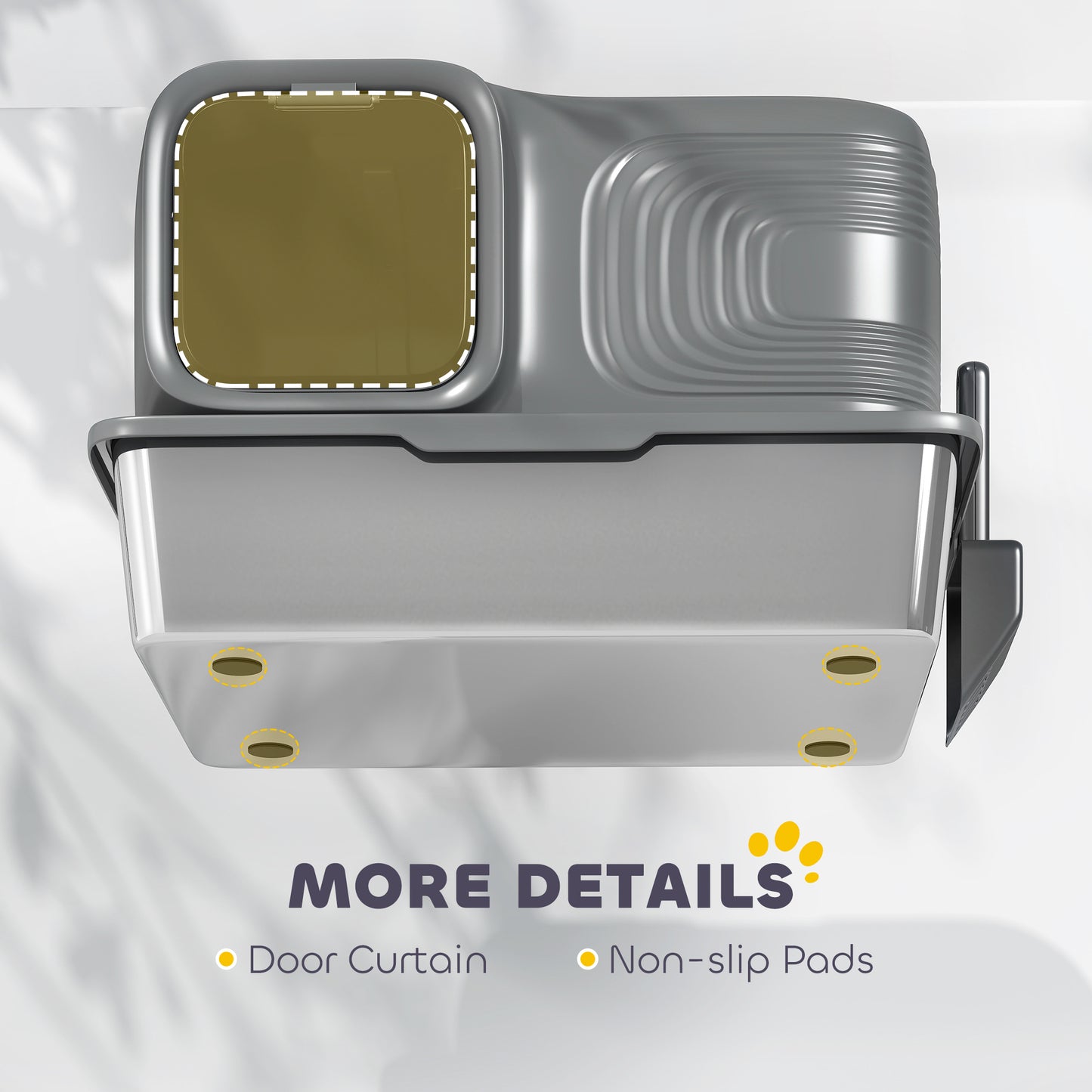 PawHut 65L Extra Large Stainless Steel Litter Tray with Plasma Deodoriser System, High Sided, Easy to Clean & Odour-Resistant