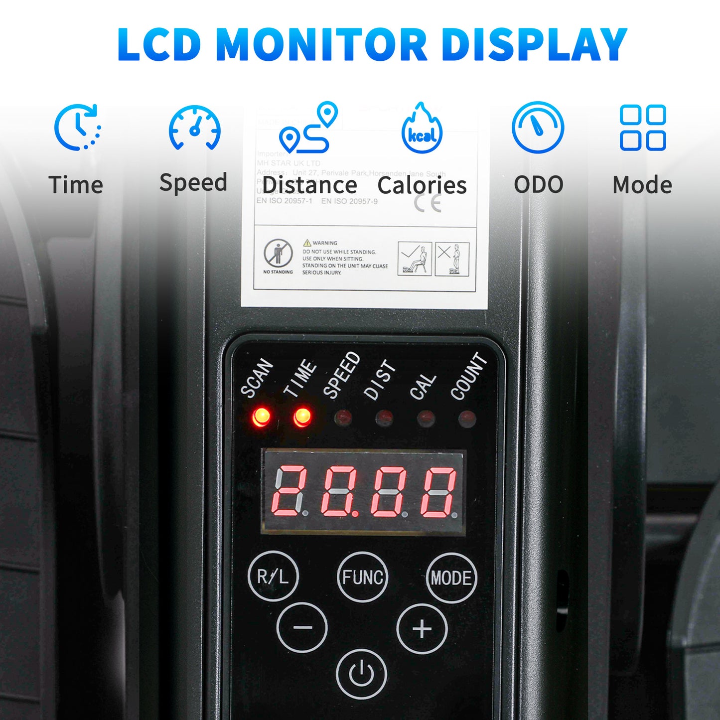 SPORTNOW Under Desk Elliptical Machine, Seated Pedal Exerciser with LCD Monitor, Remote Control, 10 Speeds, Quiet & Portable for Seniors, Black