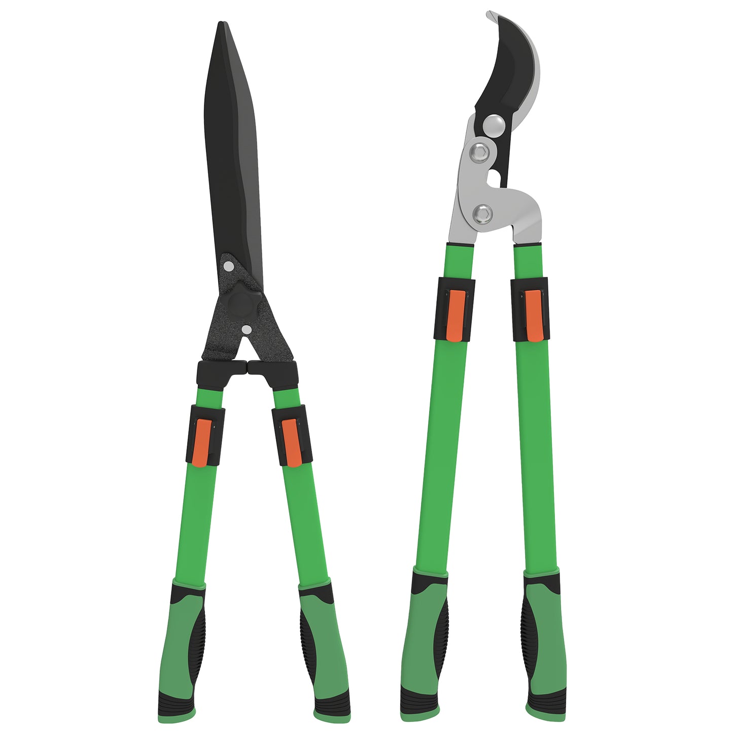 Outsunny 2 Pcs Garden Shears Set: Tree Lopper & Hedge Shears with Telescopic Handles for Trimming Hedges, Shrubs & Bushes, Lightweight, Green