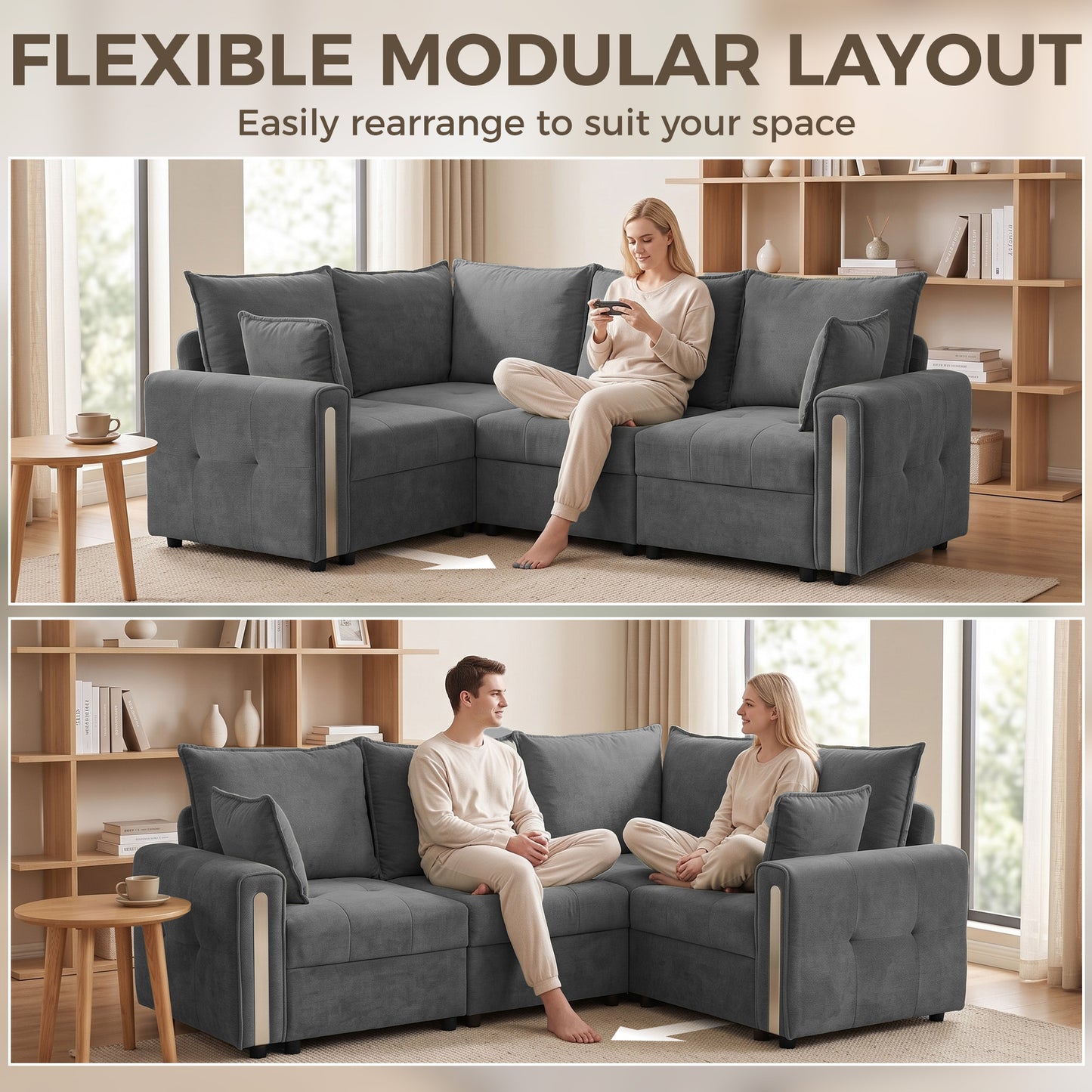 HOMCOM 228cm L Shaped Sofa with Lift-Up Storage, 3-Seater Sectional Sofa with Wide Deep Seat, Dark Grey