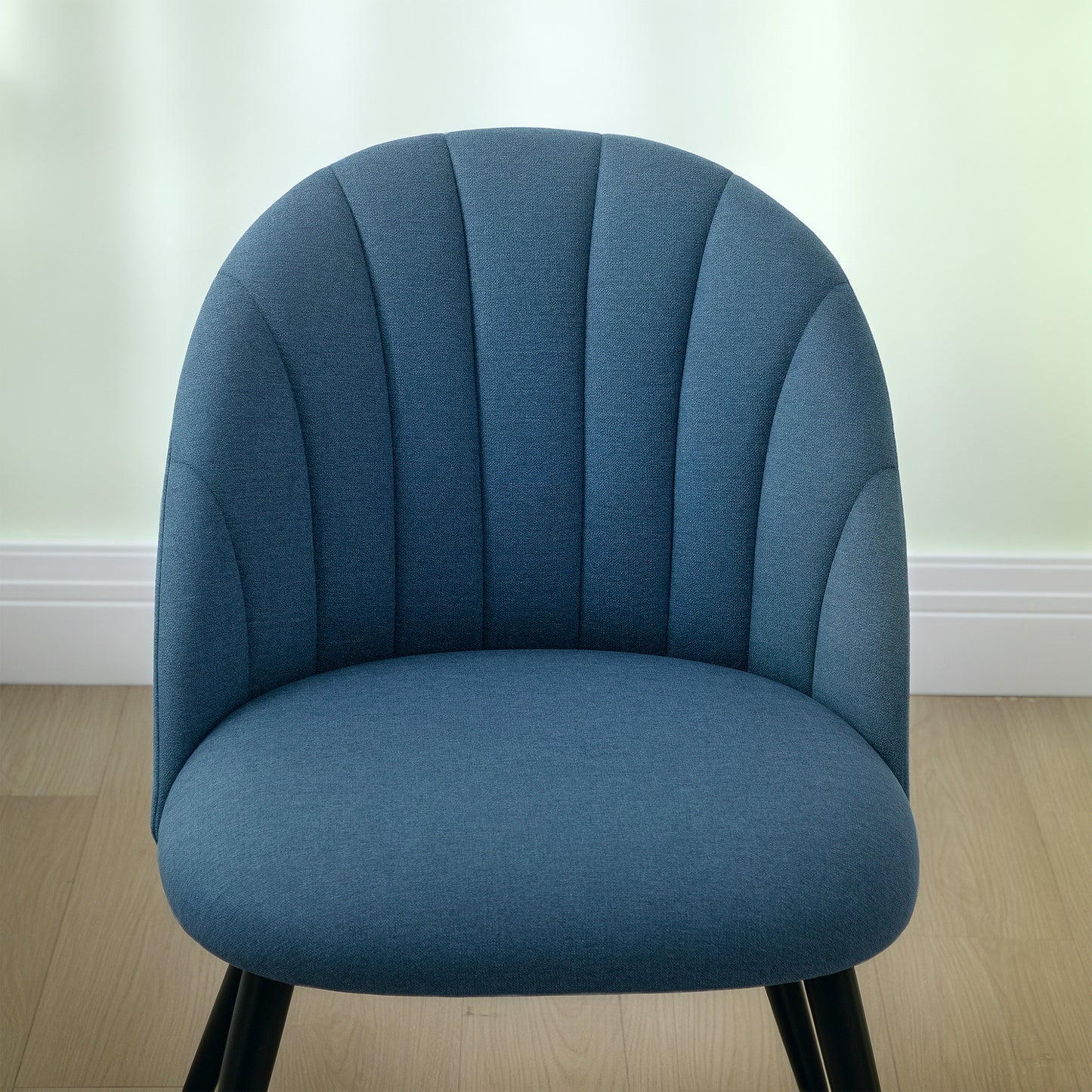 HOMCOM Velvet Dining Chairs Set of 2, Modern Upholstered, Metal Legs, Shell Backrest, Padded Seat for Dining Room, Bedroom, Living Room, Blue