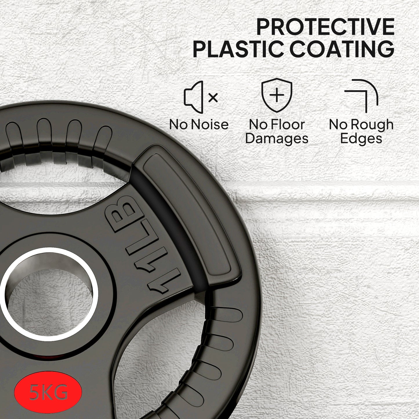 SPORTNOW Olympic Weight Plates, 2"/5cm, 5kg Pair with Tri-Grips for Weightlifting Strength Training Home Gym Fitness, Black