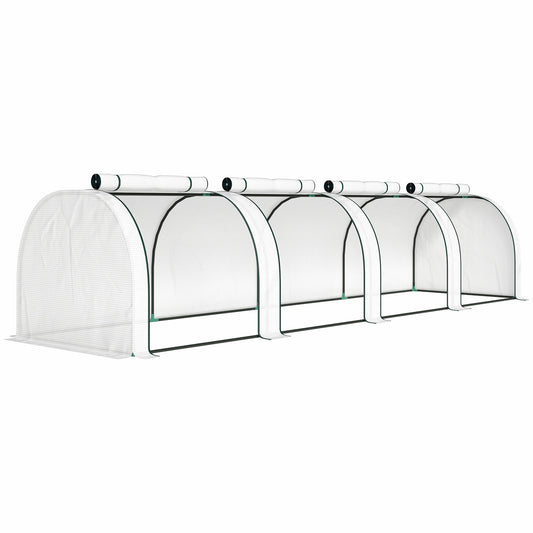 Outsunny 395  x 100 cm Low Tunnel Greenhouse - White