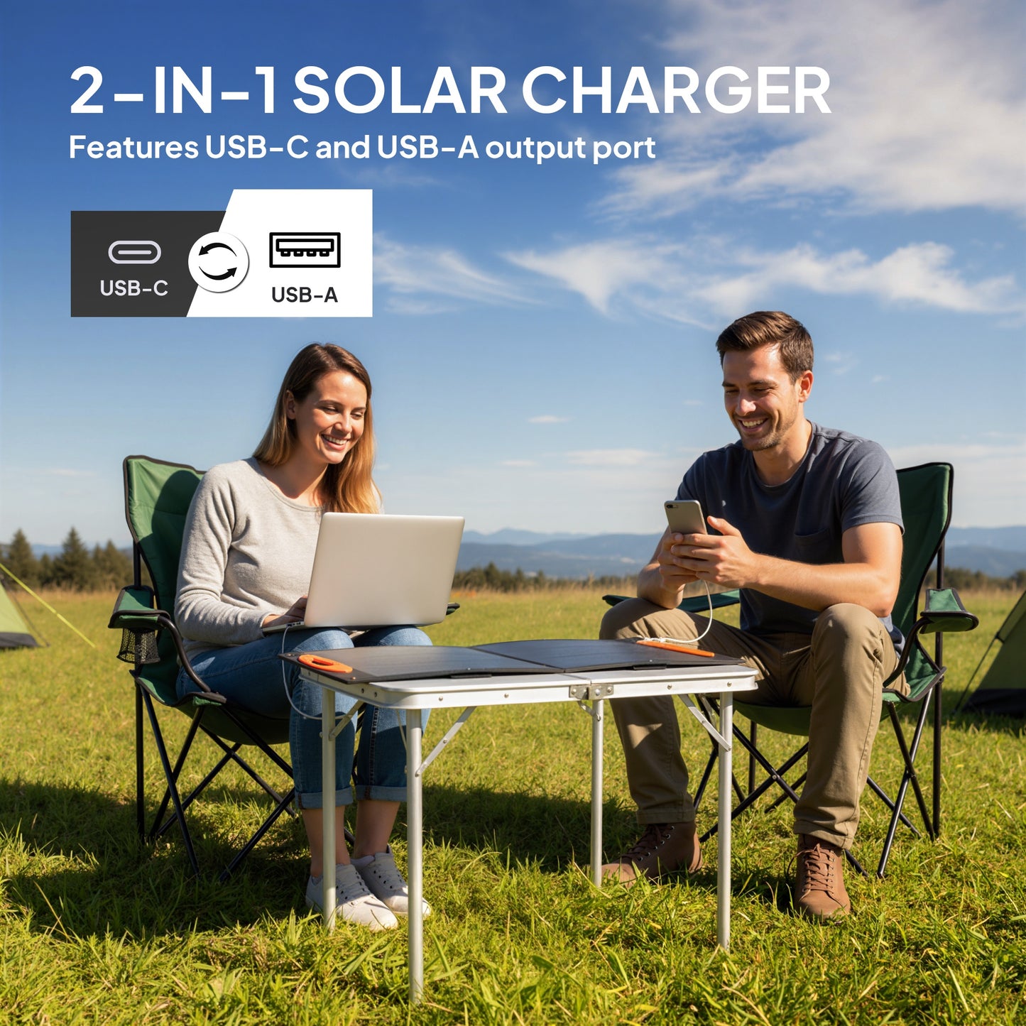 HOMCOM Portable Foldable Solar Panel 100W Waterproof