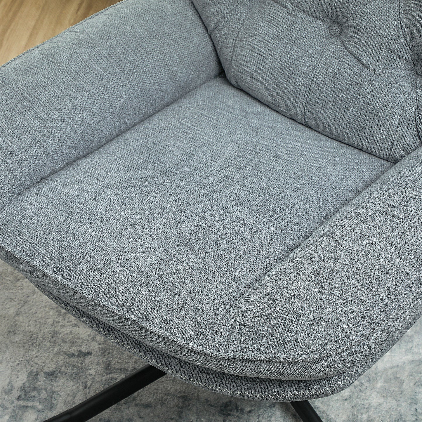 HOMCOM Swivel Armchair with Padded Seat, Water-Repellent Chenille Fabric, Grey