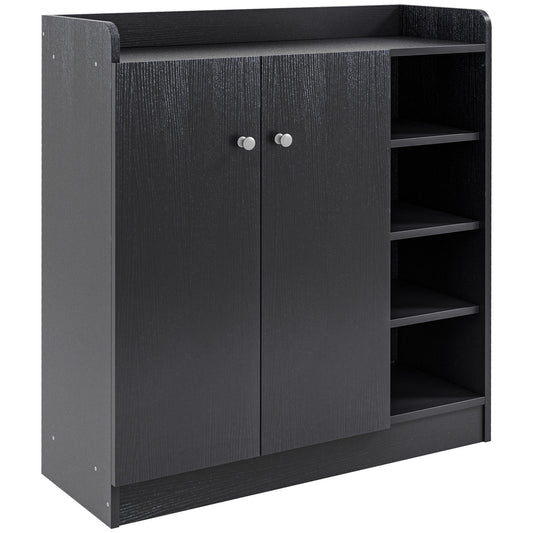 HOMCOM Shoe Storage Cabinet with Adjustable Shelves - Black