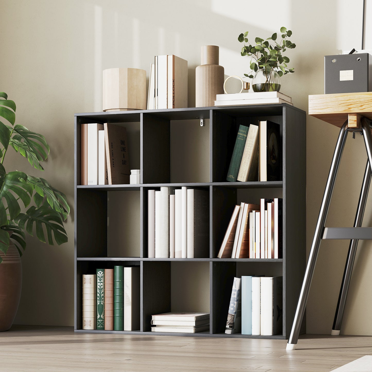 HOMCOM Nine-Cube Storage Shelf - Black