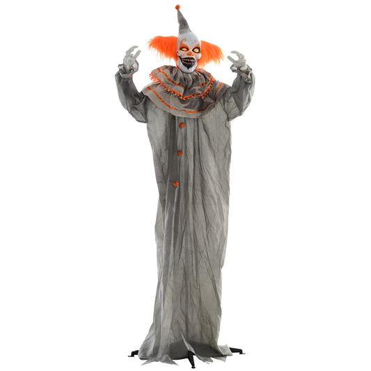 HOMCOM 183cm Orange Clown Halloween Animatronic, Sound & Lights