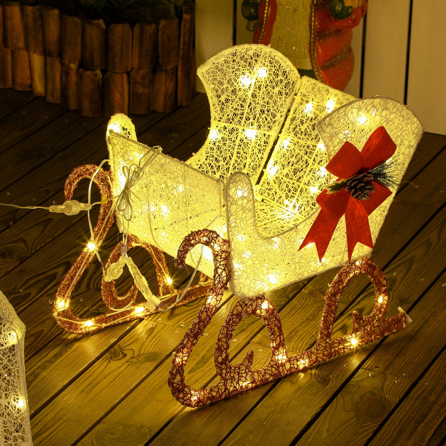 Outsunny 170 LED Light Reindeer and Sleigh Christmas Decoration