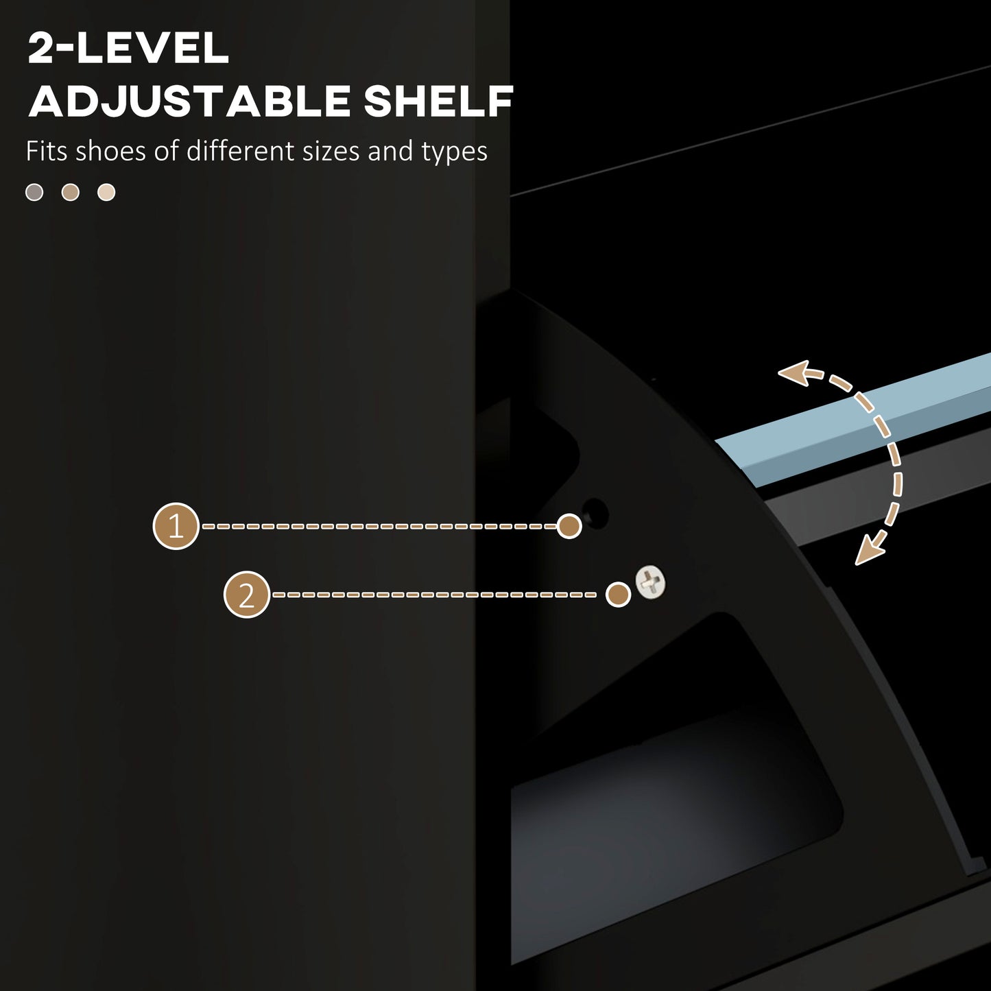 HOMCOM Three-Drawer Minimalistic Shoe Cabinet - Black