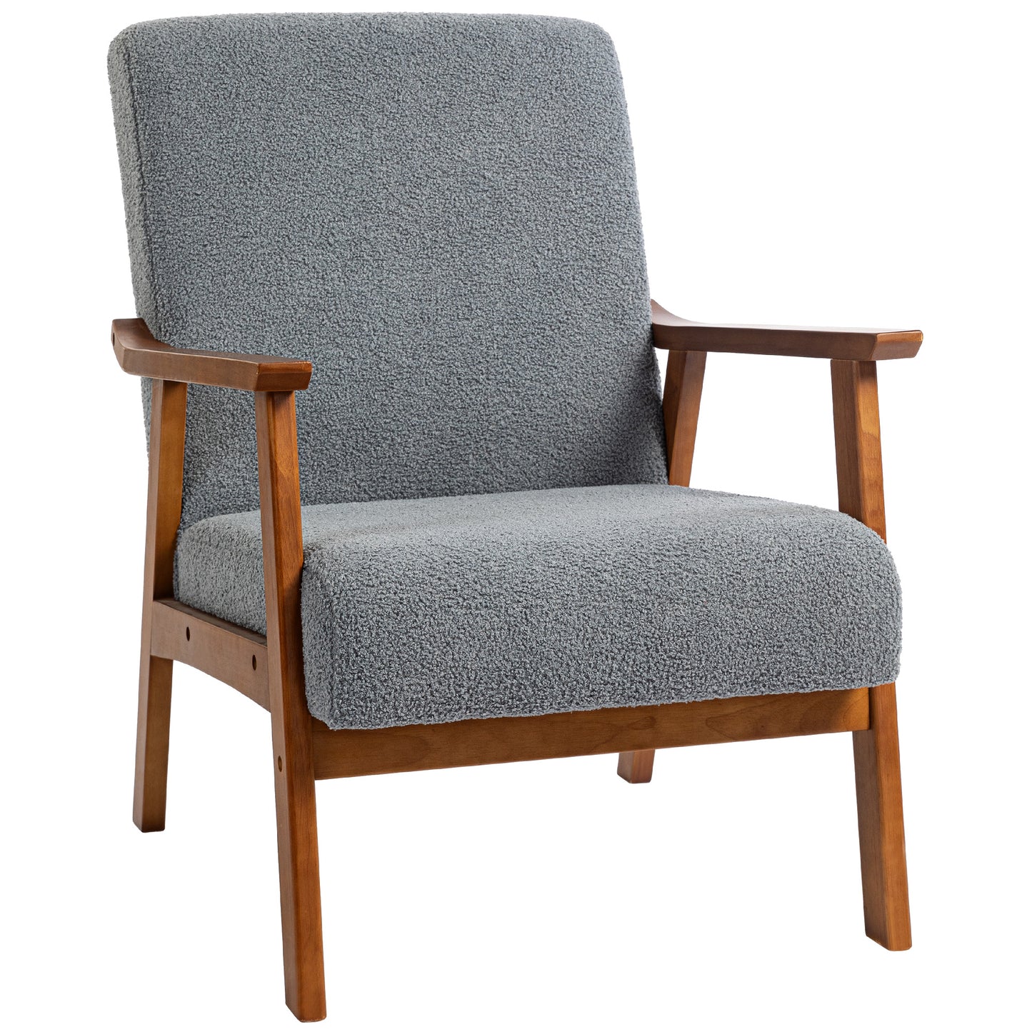 HOMCOM Armchair with Wide Seat Boucle Accent Chair Grey