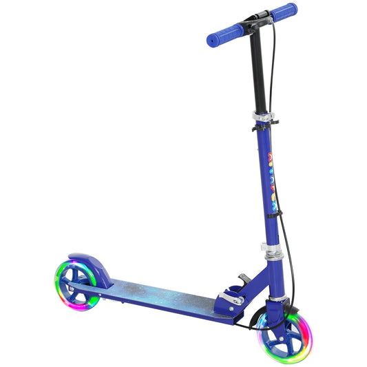 AIYAPLAY Scooter for Kids Ages 3-8 with Adjustable Handle, 2 Light up Wheels, Handbrake & Rear Brake for Girls and Boys, Blue