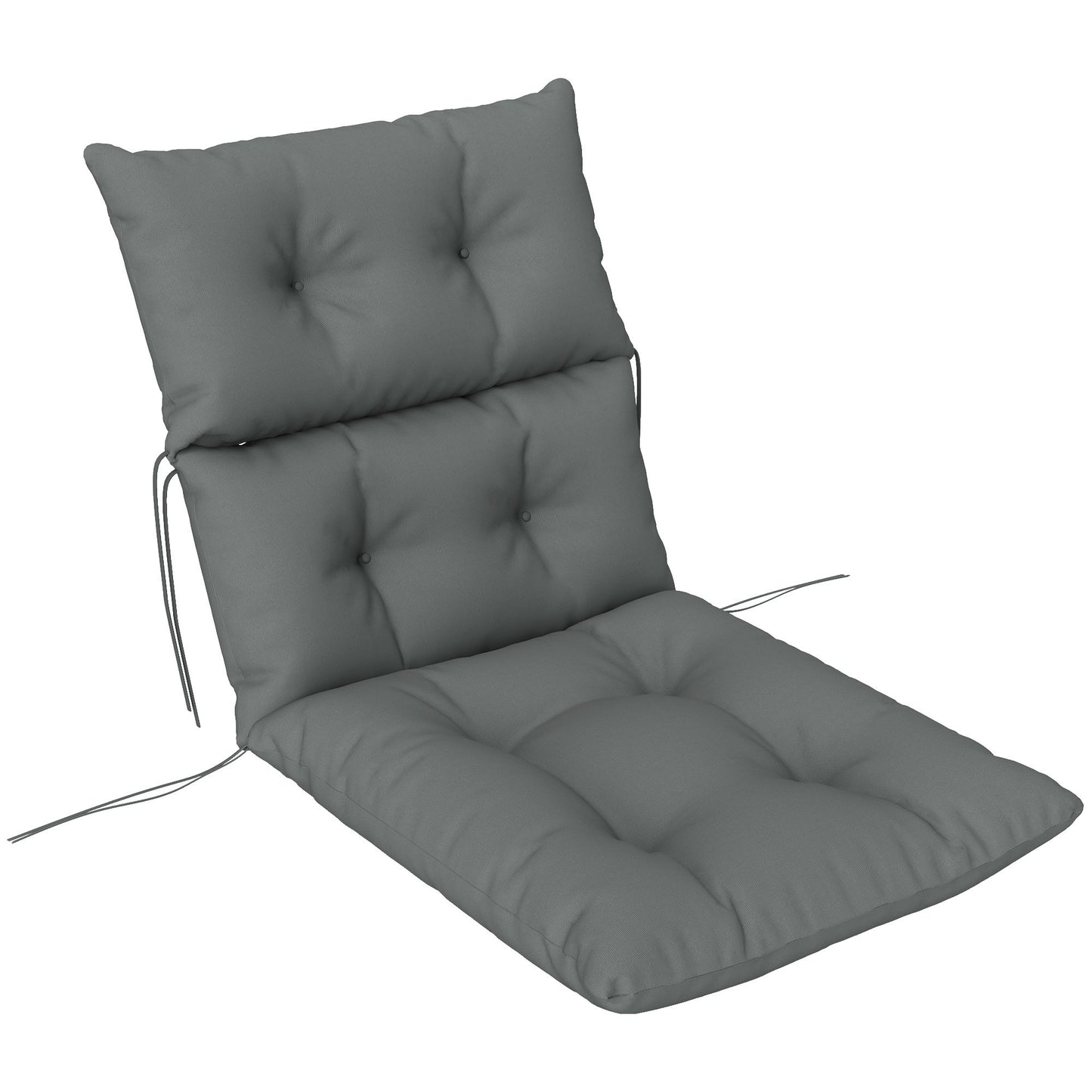 Outsunny Tufted Adirondack Chair Cushion, Thick Pad with Backrest & Ties, Light Grey