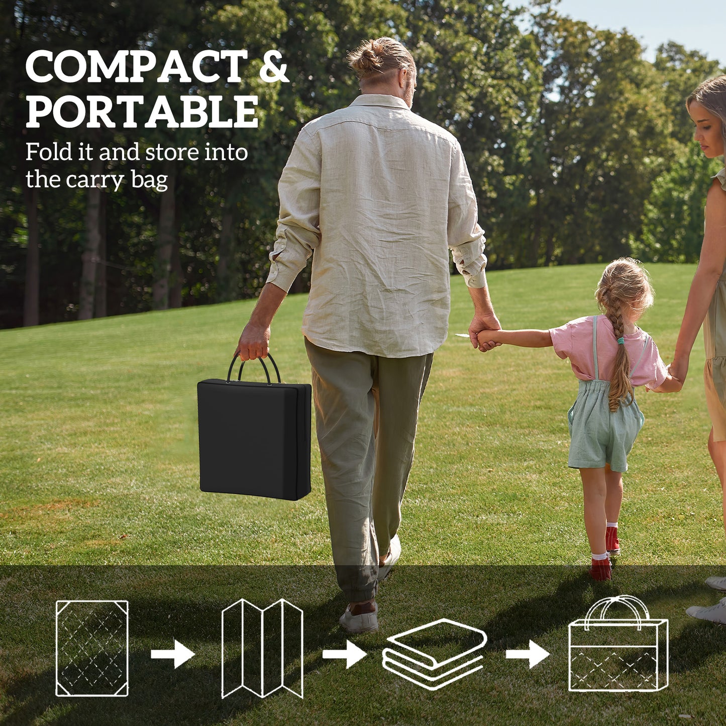 Outsunny Reversible Outdoor RV Rug, 1.8 x 2.7m Waterproof Patio Mat, Geometric Design for Garden, Beach, Camping, Blue/White