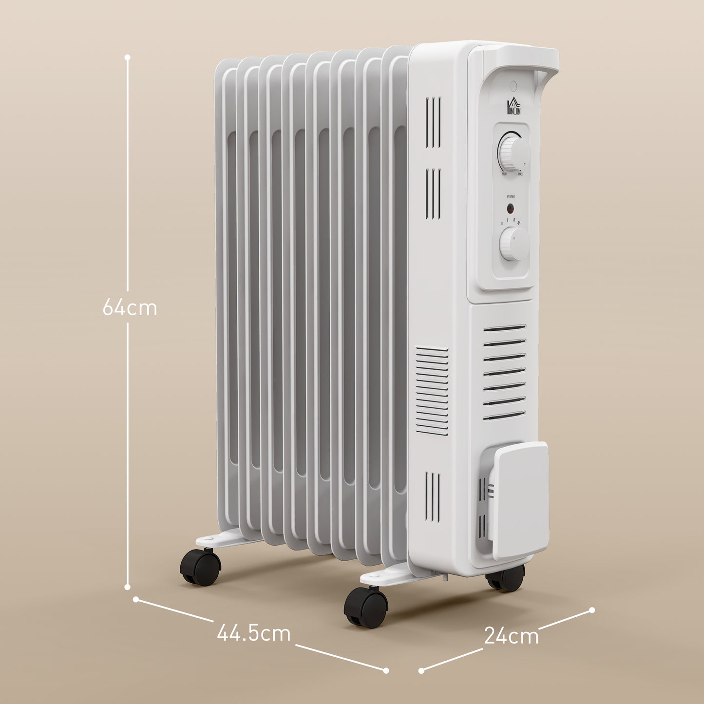 HOMCOM 2000W Quiet Oil Filled Radiator, 9 Fin White