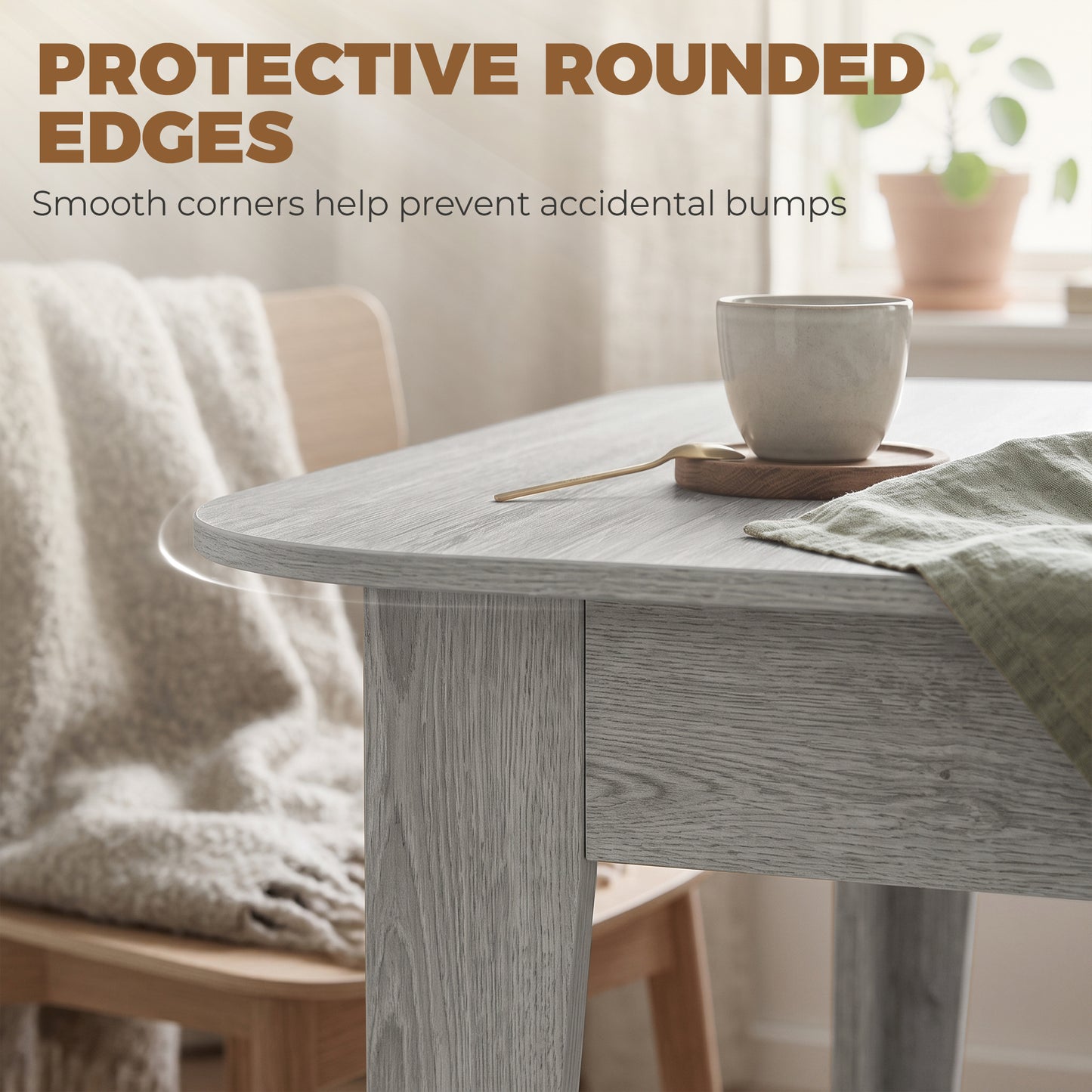 HOMCOM Extendable Oval Dining Table for 4-6, Farmhouse Expandable Kitchen Table, Round Edges, Grey Wood Effect