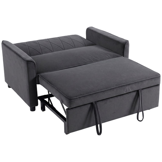 HOMCOM 2 Seater Sofa Bed, 3-in-1 Convertible Pull Out Sleeper Sofa with Click-Clack Adjustable Backrest, Dark Grey