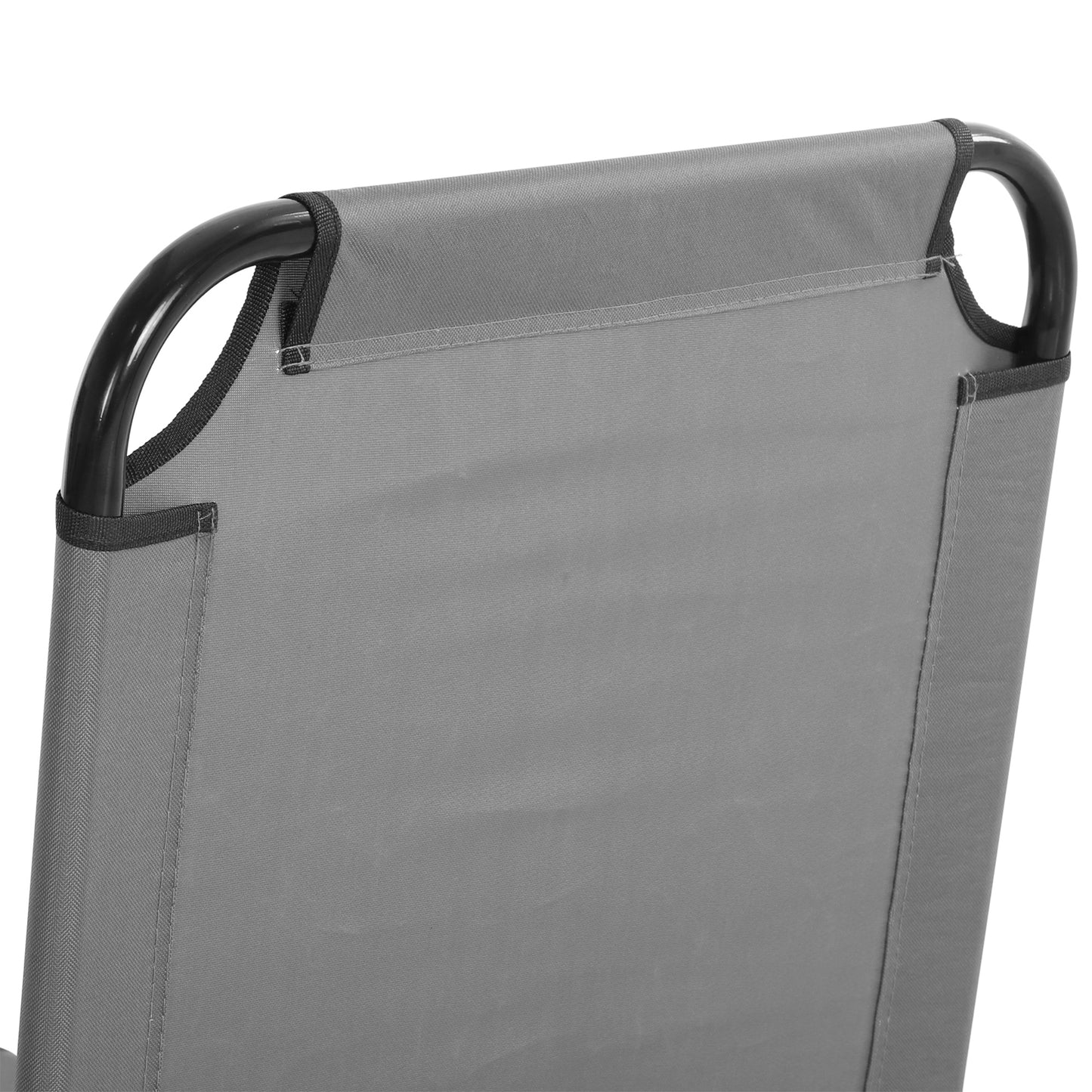 Outsunny Folding Sun Loungers, Set of 2, Adjustable 5-Position Backrest, Portable Garden Chairs, Dark Grey