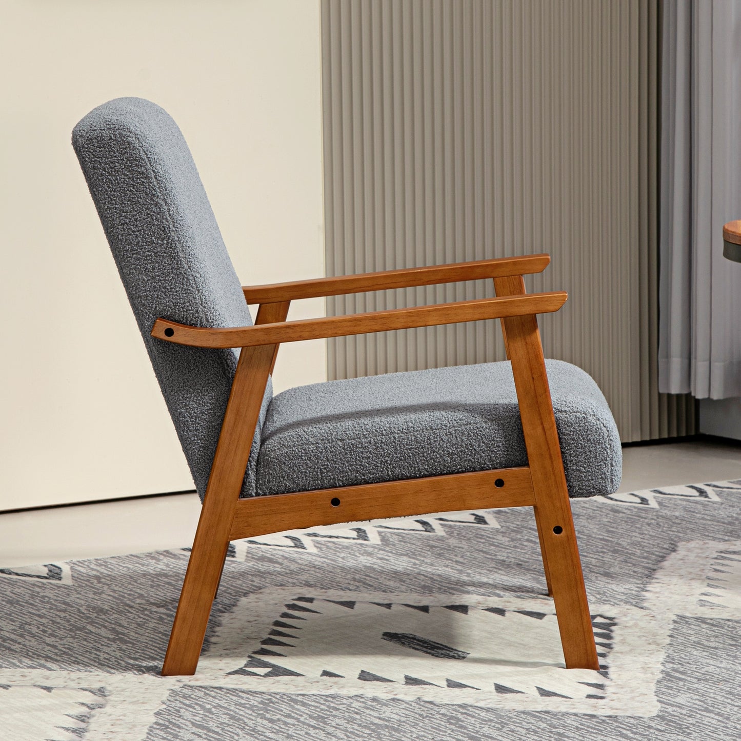 HOMCOM Armchair with Wide Seat Boucle Accent Chair Grey