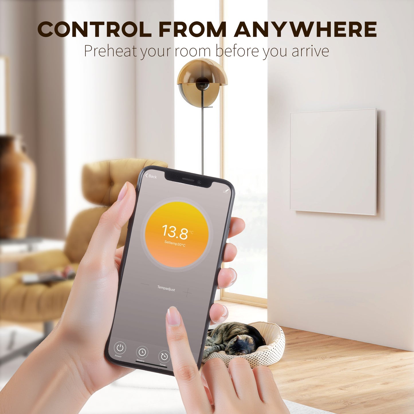 HOMCOM Wifi Smart Electric Heater, Far Infrared, Wall Mounted - 520W