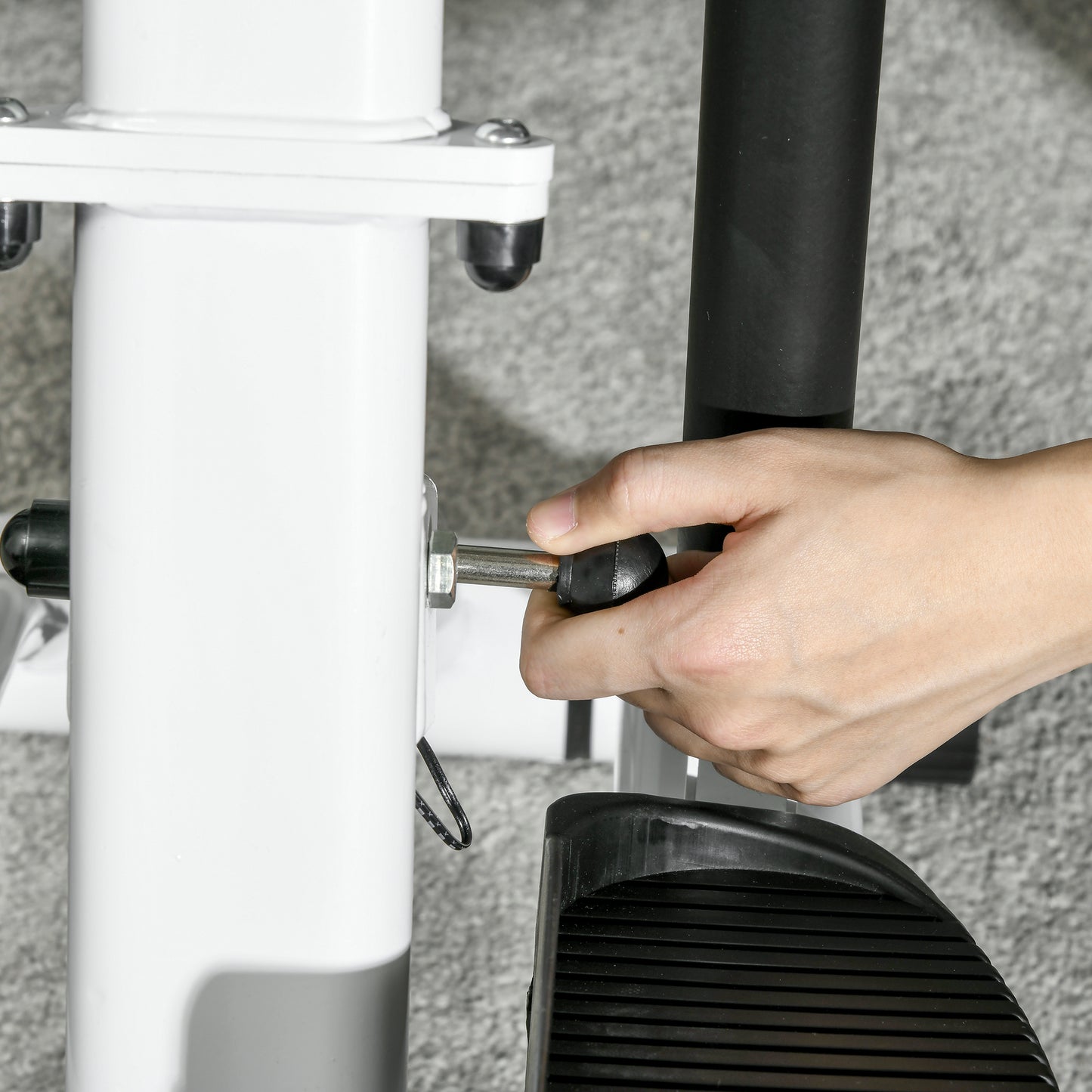 SPORTNOW Foldable Stepper Machine, 12-Level Hydraulic Resistance, LCD Monitor, Drink Holder, Home Workout, White and Black