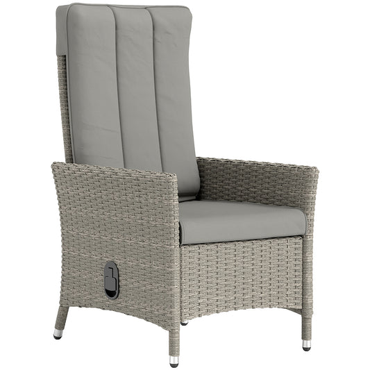 Outsunny 105°-150° Reclining Rattan Chair - Grey