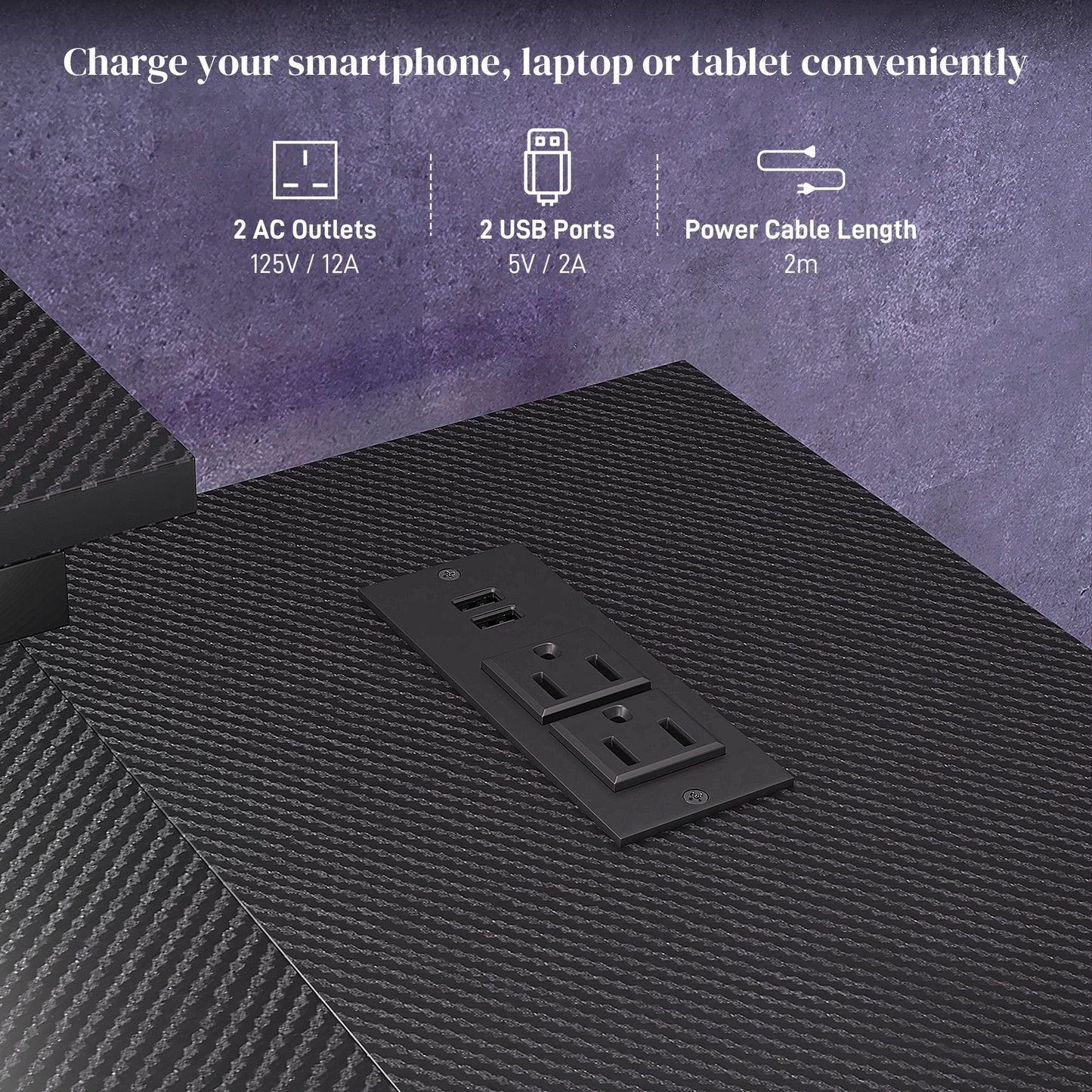 HOMCOM Reversible 'L' LED Light Gaming/Work Desk - Black