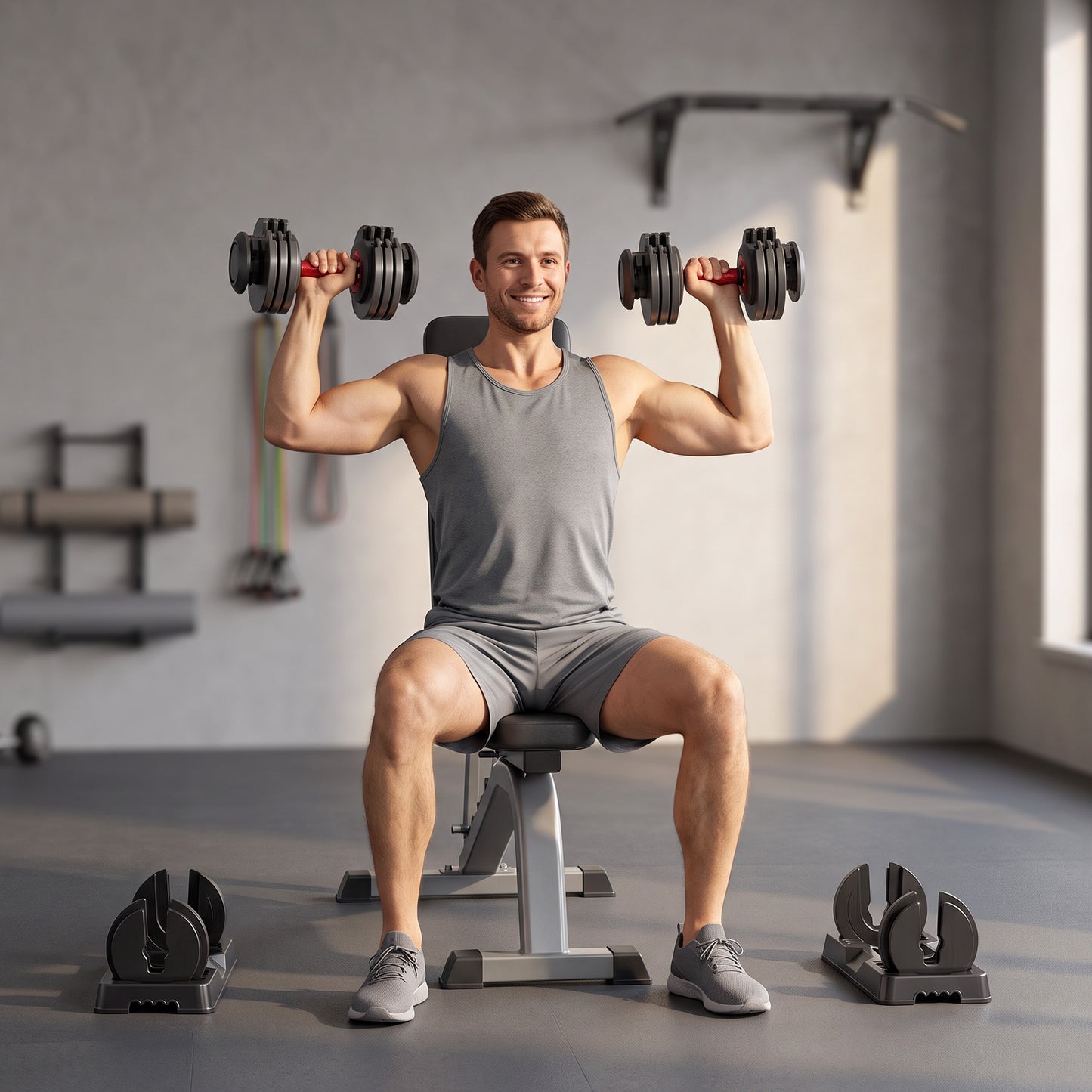 SPORTNOW 24kg Adjustable Dumbbell Set of 2, 10-in-1 Dumbbell Weights with Quick-Dial System