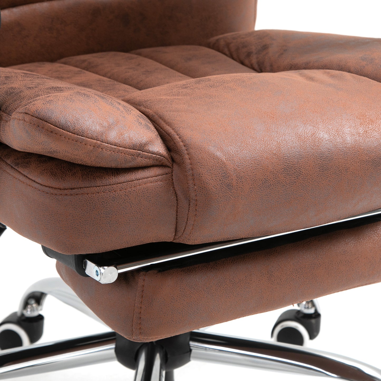 Vinsetto High Back Vibration Massage Office Chair, Heated Reclining Leathaire Fabric Computer Chair with Footrest, Brown